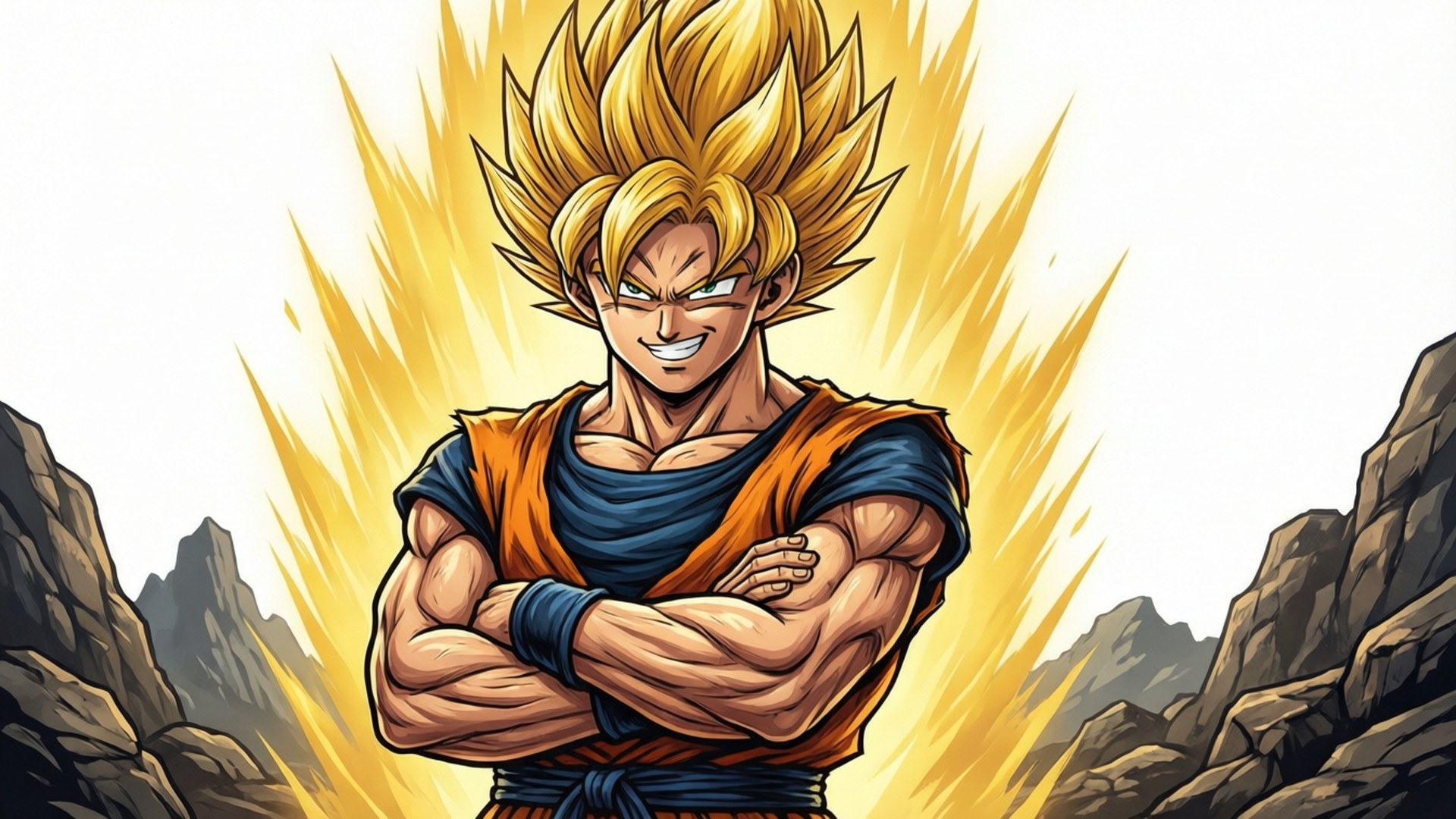 SSJ4 Goku, spiky golden hair, muscular anime warrior, Full HD Desktop Wallpaper