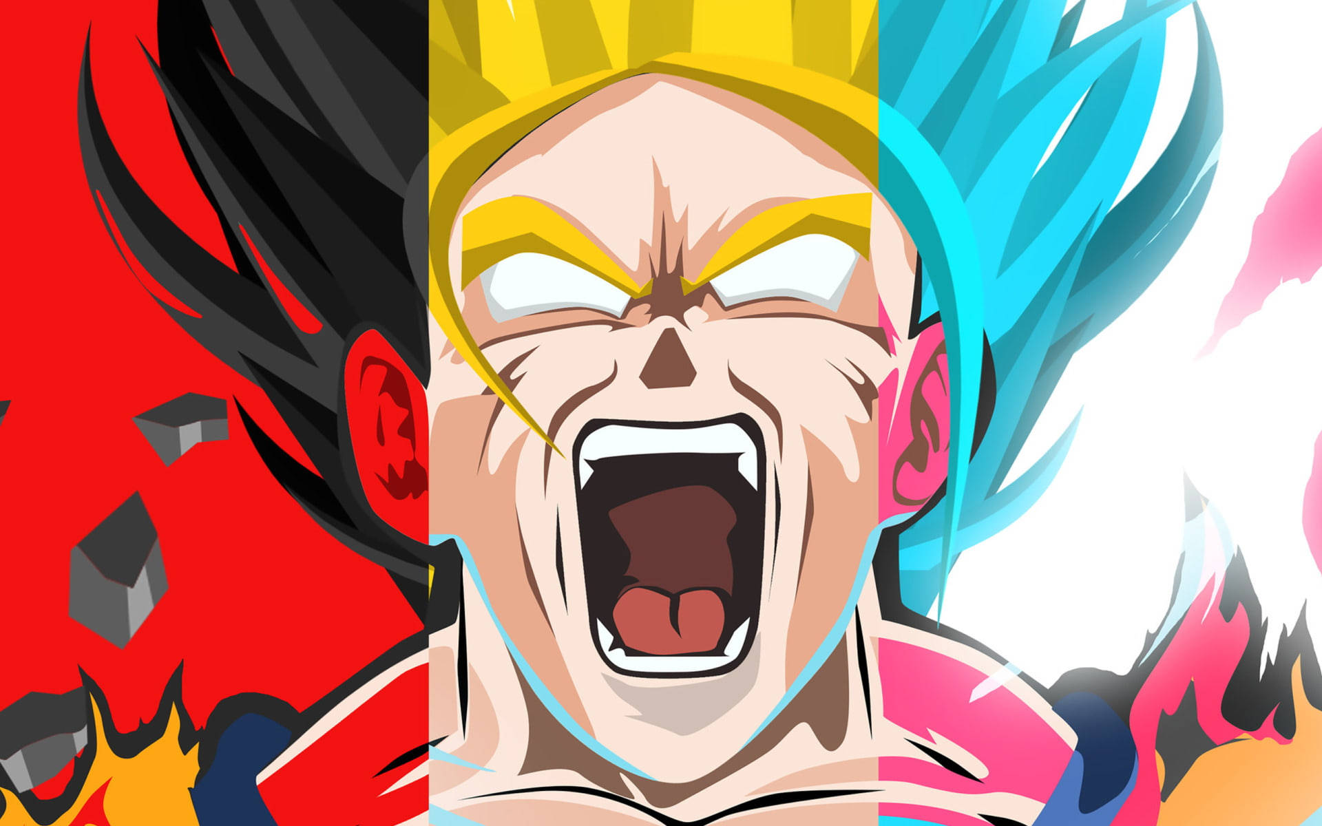 Ssj4 Goku, three transformations, red, Full HD Desktop Wallpaper