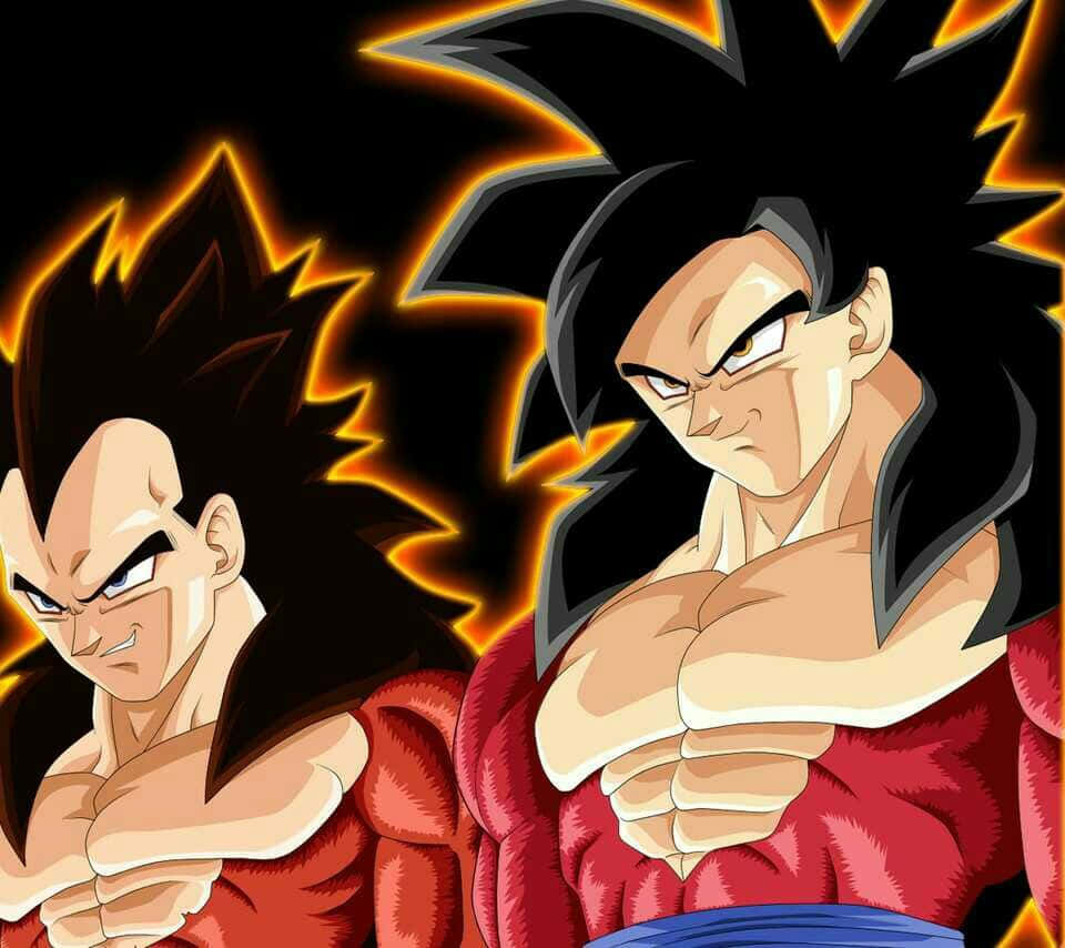 Goku SSJ4, red gi, spiky hair, SD Desktop Wallpaper