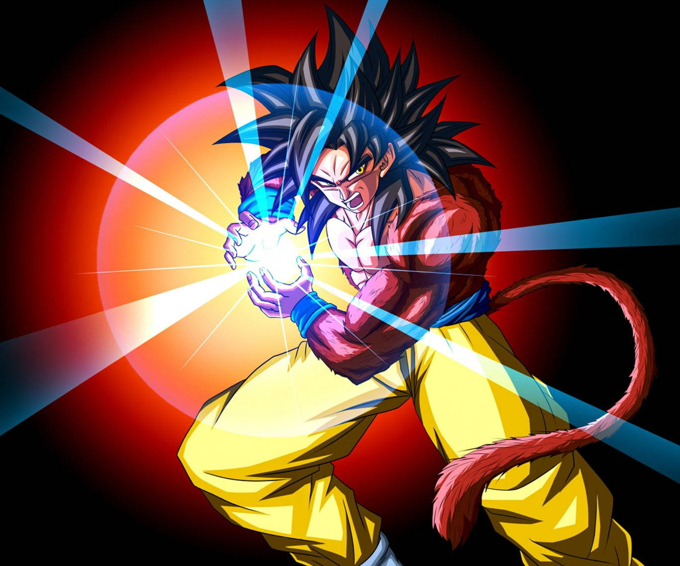 Ssj4 Goku, white energy ball, glowing blue energy, HD Desktop Wallpaper
