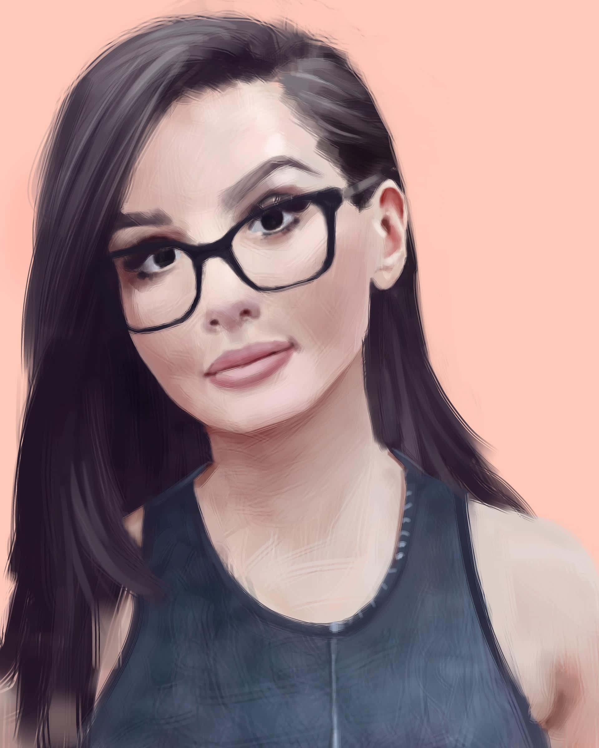 Sssniperwolf, dark hair, glasses, Full HD Phone Wallpaper