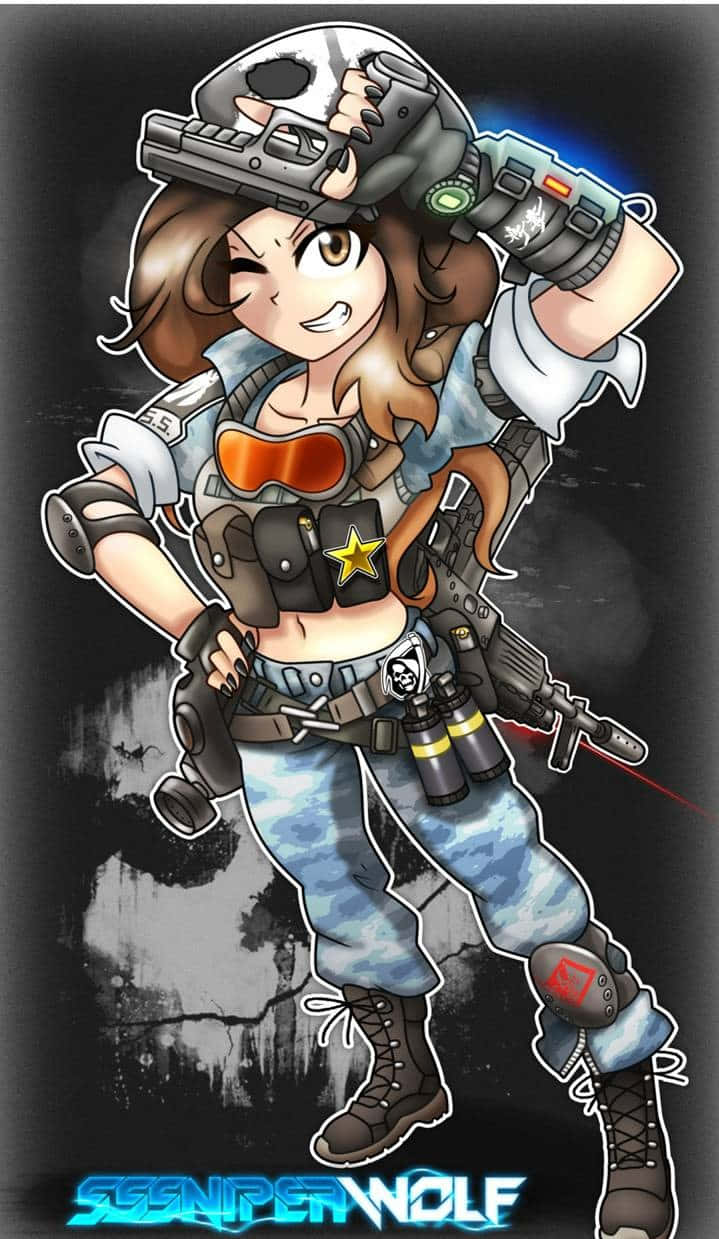 Sssniperwolf, anime girl, tactical gear, SD Phone Wallpaper
