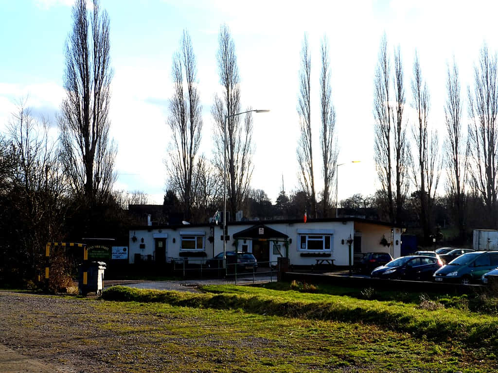 St Albans, riverside clubhouse, poplar trees, SD Desktop Wallpaper