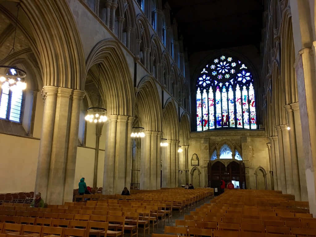 St Albans, cathedral, stone arches, SD Desktop Wallpaper