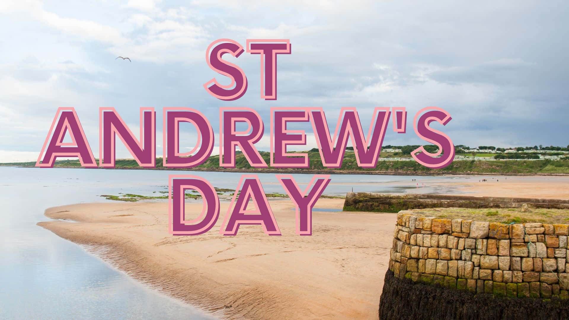 St Andrew's Day, coastal scene, sandy beach, Full HD Desktop Wallpaper