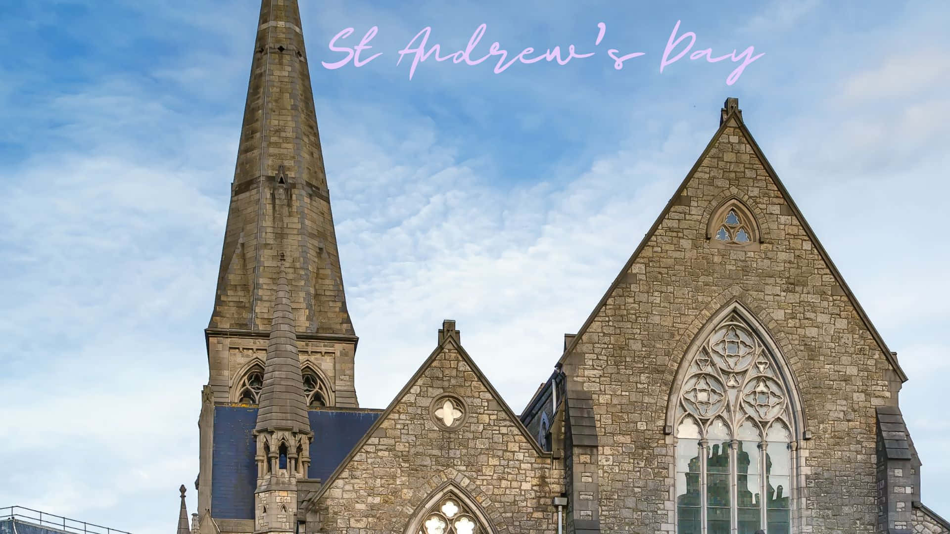 St Andrew's Day, traditional Scottish style, grand stone church, Full HD Desktop Wallpaper