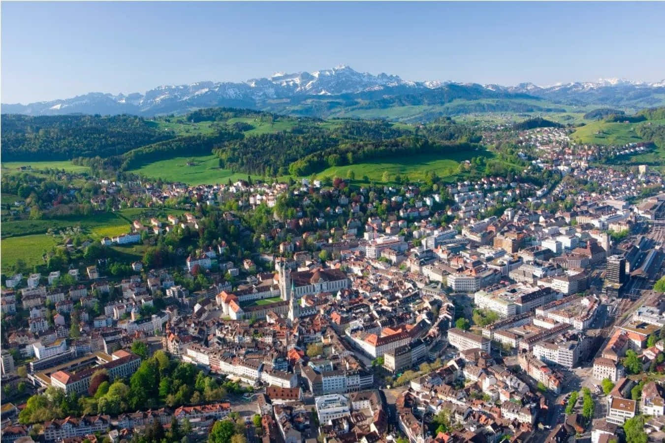 St Gallen, European town, lush green valleys, HD Desktop Wallpaper