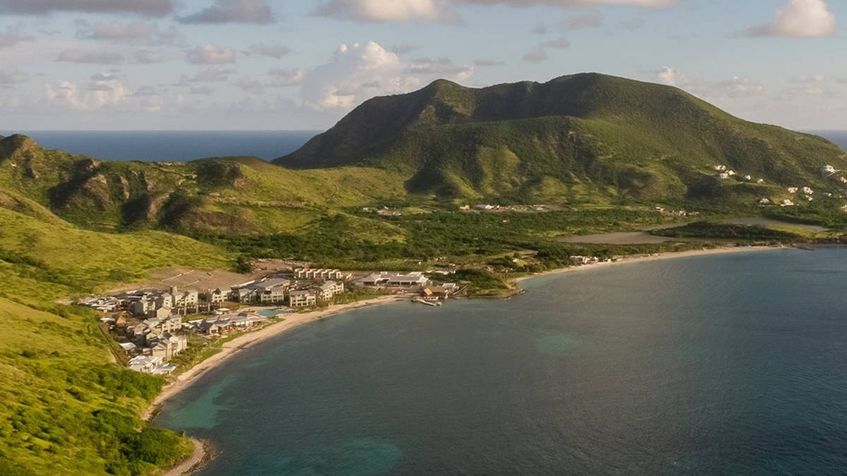 St Kitts And Nevis, coastal resort, lush green hills, SD Desktop Wallpaper