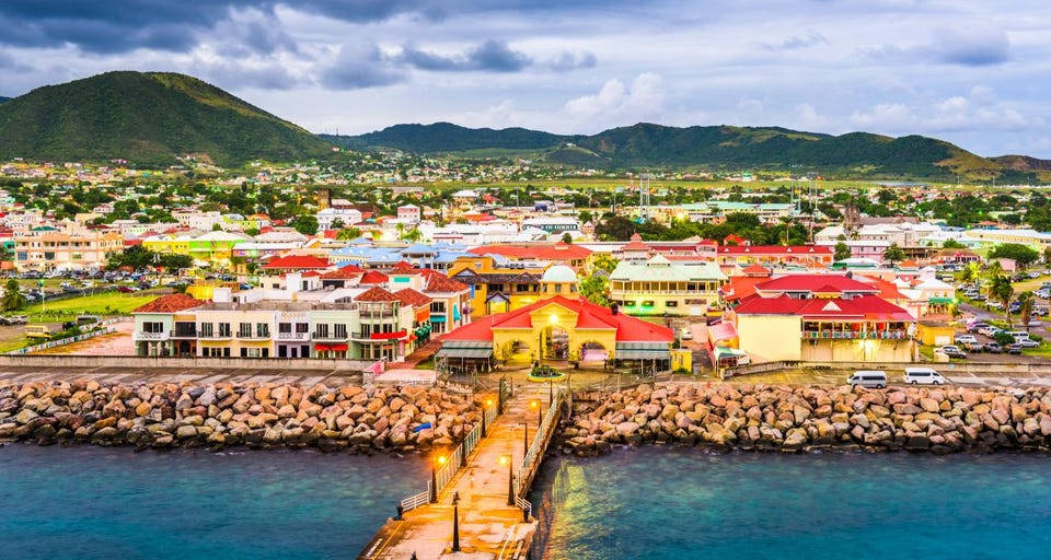 St Kitts And Nevis, colorful buildings, red roofs, SD Desktop Wallpaper