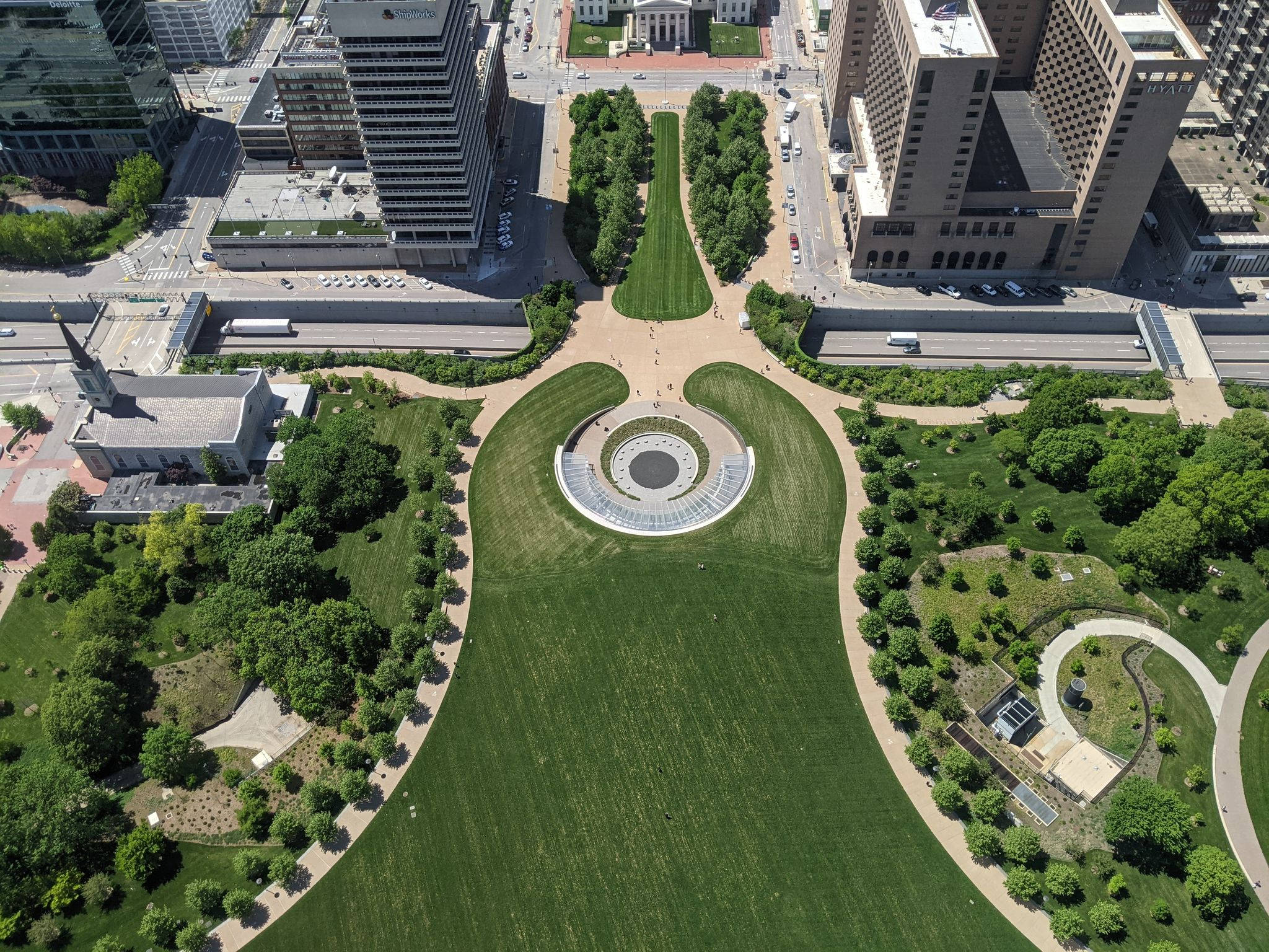 St Louis Arch, aerial view, modern urban park, Full HD Desktop Wallpaper