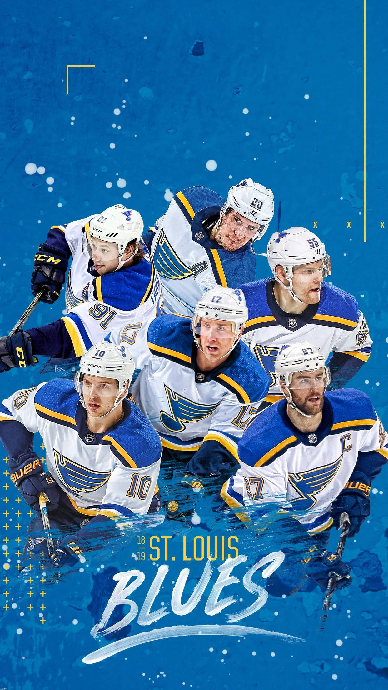 St. Louis Blues, blue and white jerseys, vibrant blue textured background, Full HD Phone Wallpaper