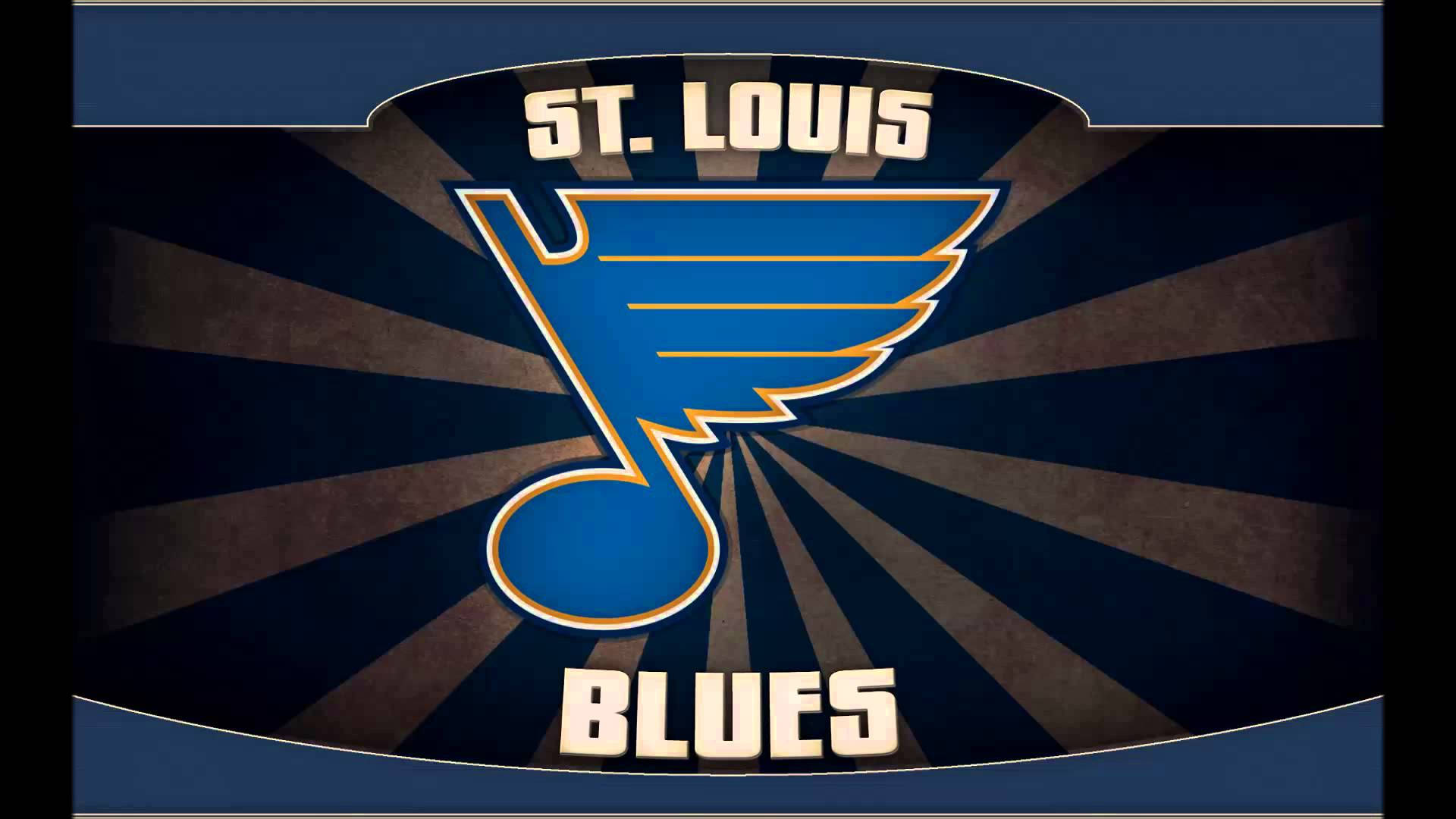 St Louis Blues, blue and gold musical note, dark radial burst background, Full HD Desktop Wallpaper