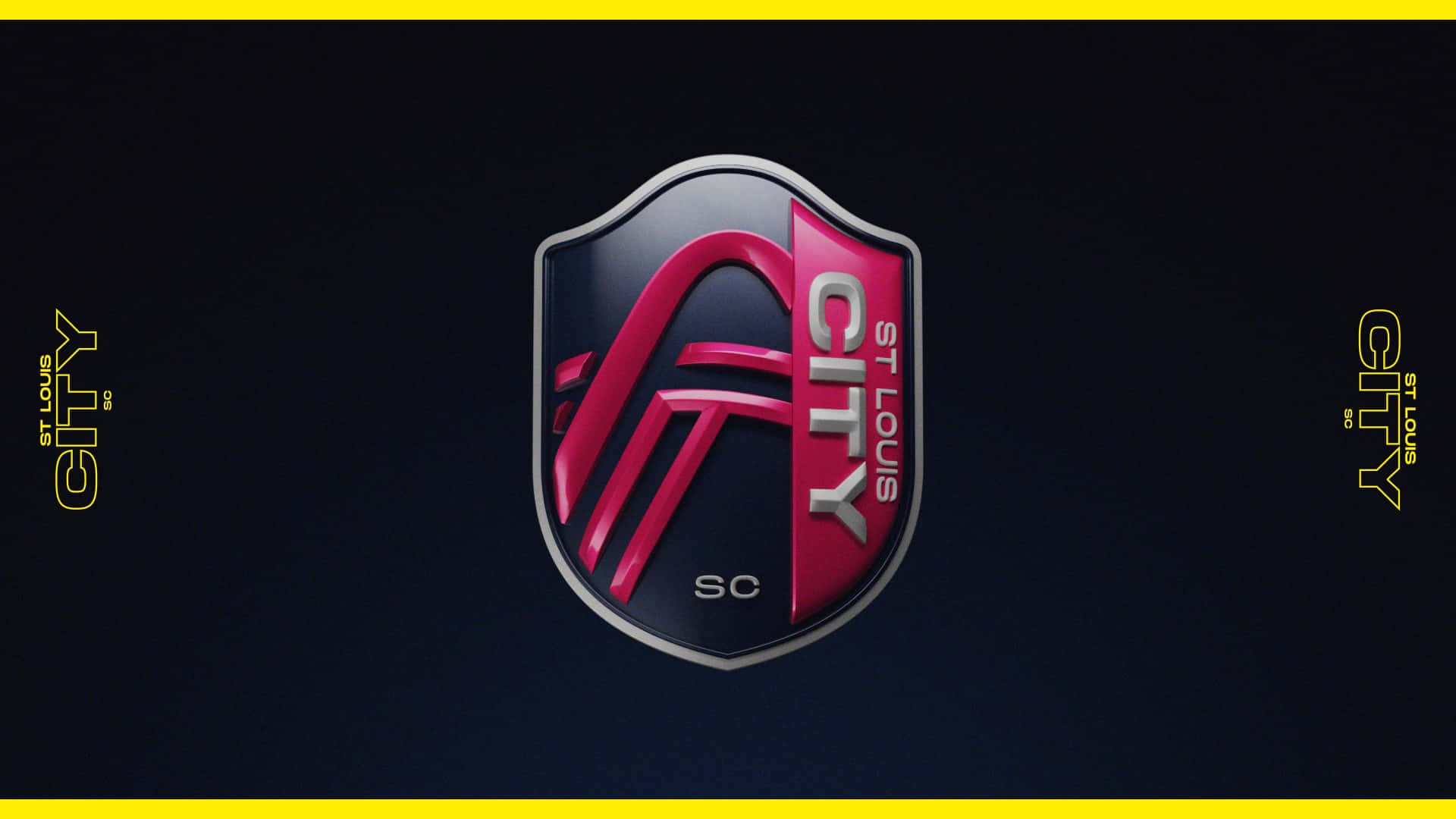 St Louis City SC, shiny 3D model, metallic shield logo, Full HD Desktop Wallpaper