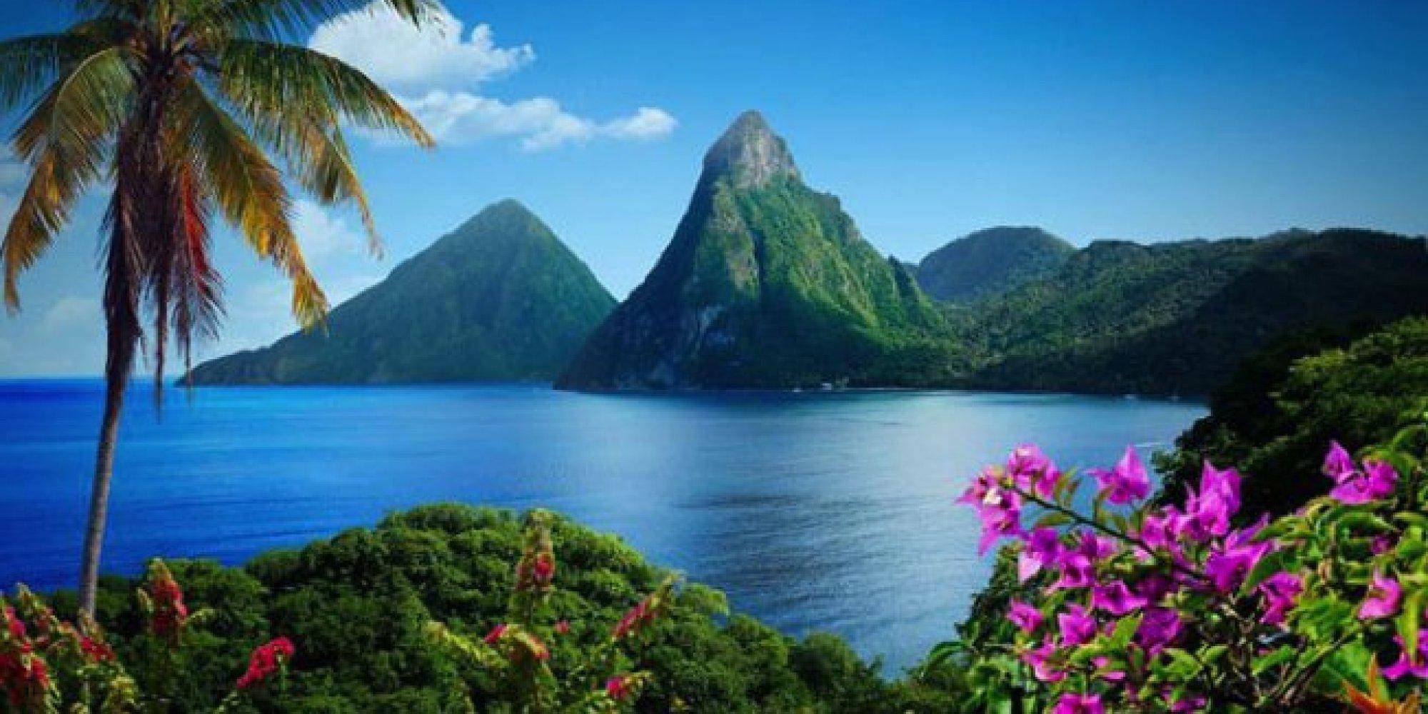 St Lucia, tropical paradise, lush green mountains, Full HD Desktop Wallpaper