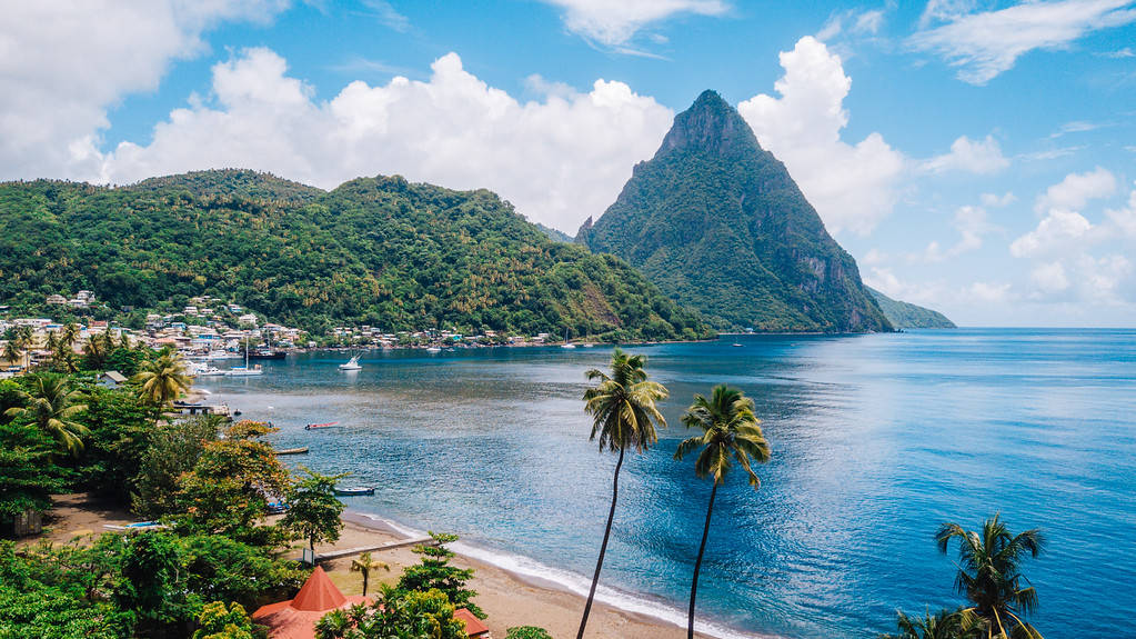 St Lucia, tropical bay, turquoise waters, SD Desktop Wallpaper