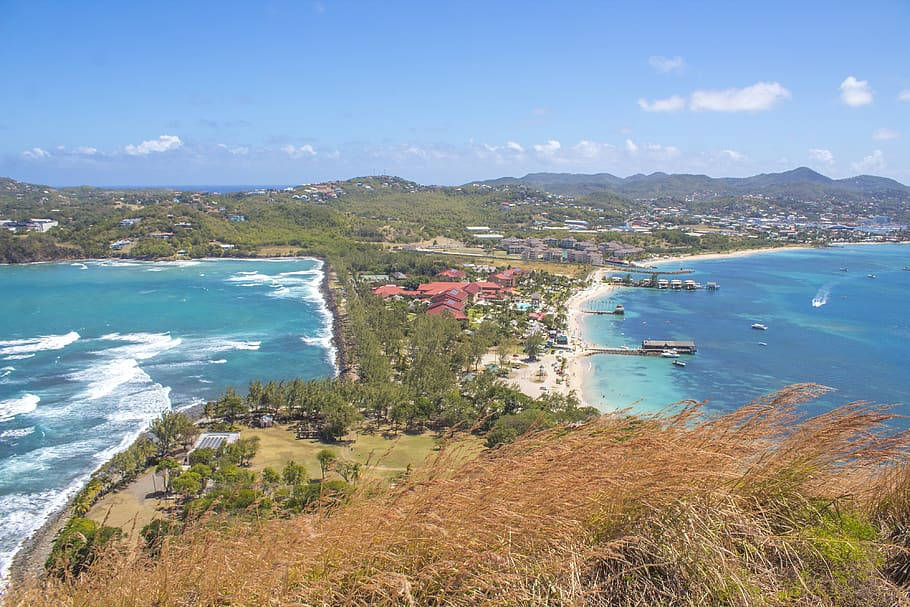 St Lucia, turquoise waters, white sand beaches, SD Desktop Wallpaper