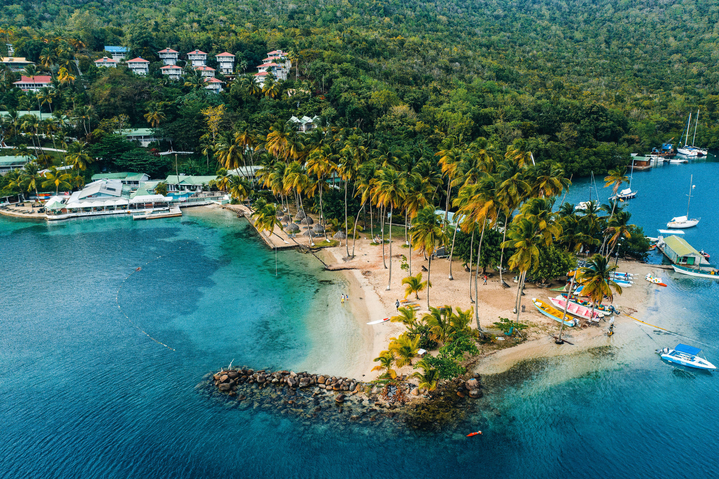 St Lucia, rocky seashore, tropical bay, Full HD Desktop Wallpaper