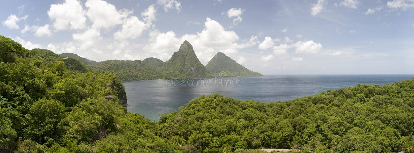 St Lucia, mountain peaks, lush green mountains, HD Desktop Wallpaper