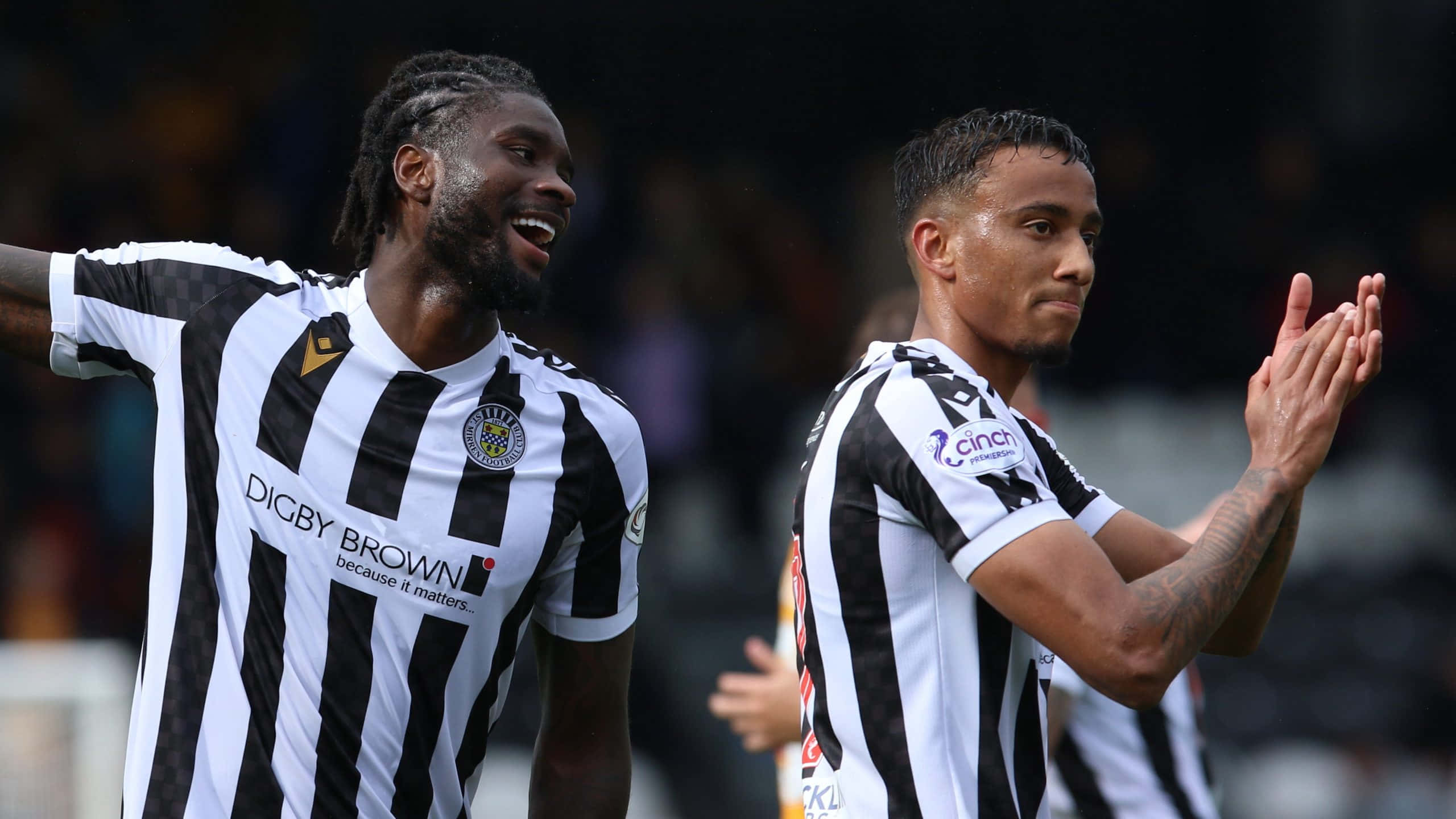 St Mirren, black and white striped jerseys, football players, 2K Desktop Wallpaper