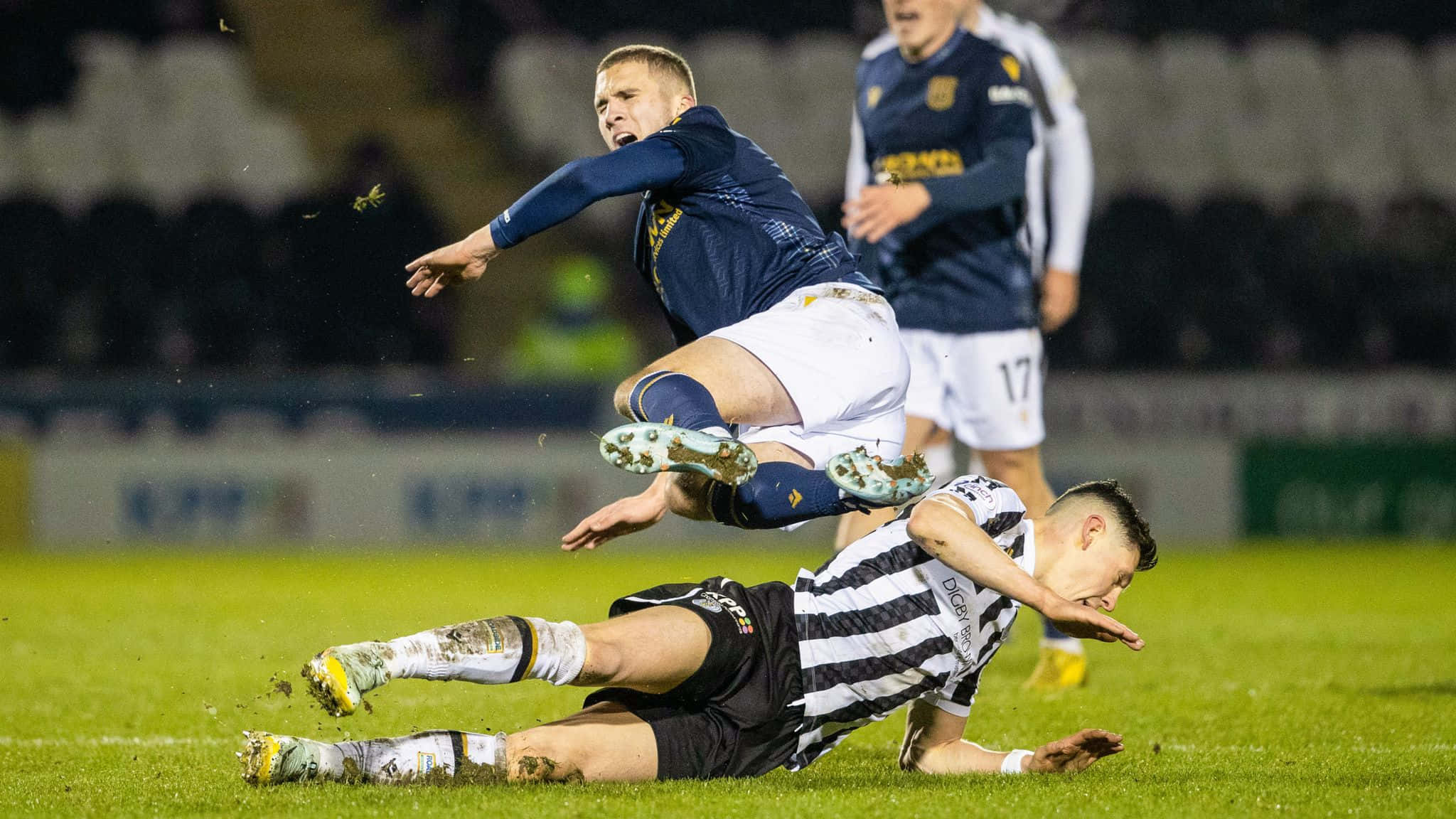 St Mirren, blue, black and white stripes, Full HD Desktop Wallpaper