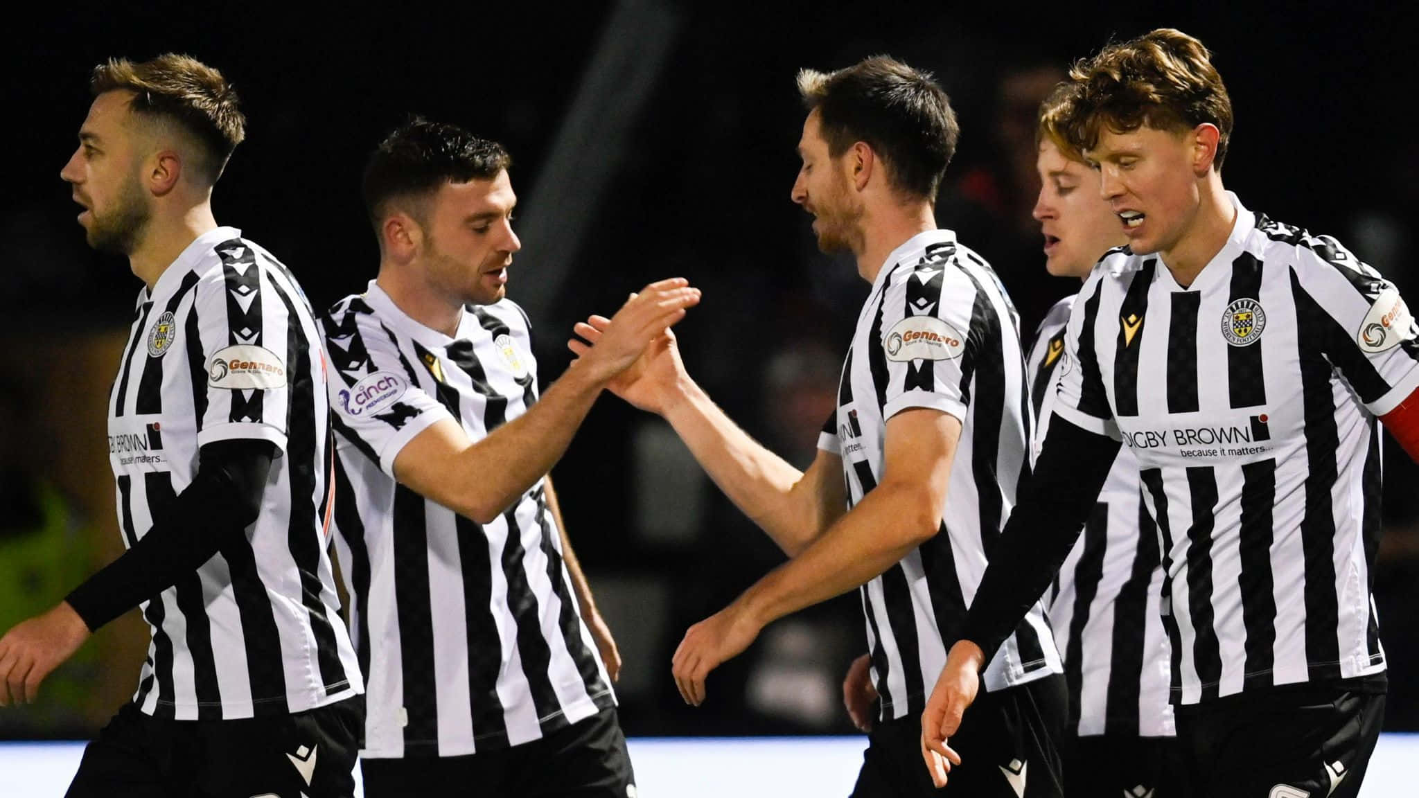 St Mirren, black and white striped jerseys, stadium lights, Full HD Desktop Wallpaper