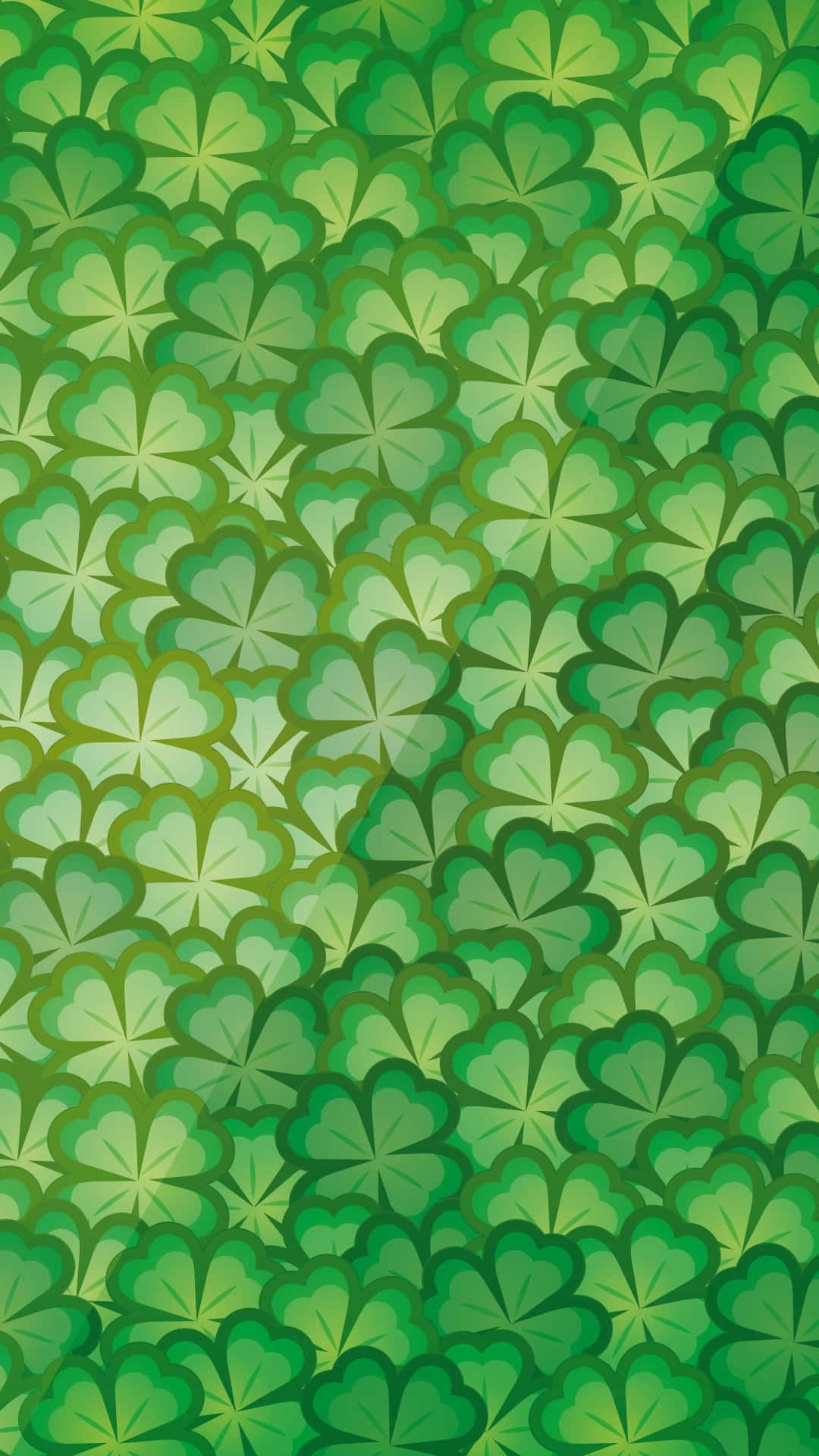 shamrock pattern, four leaf clovers, green shades, Full HD Phone Wallpaper