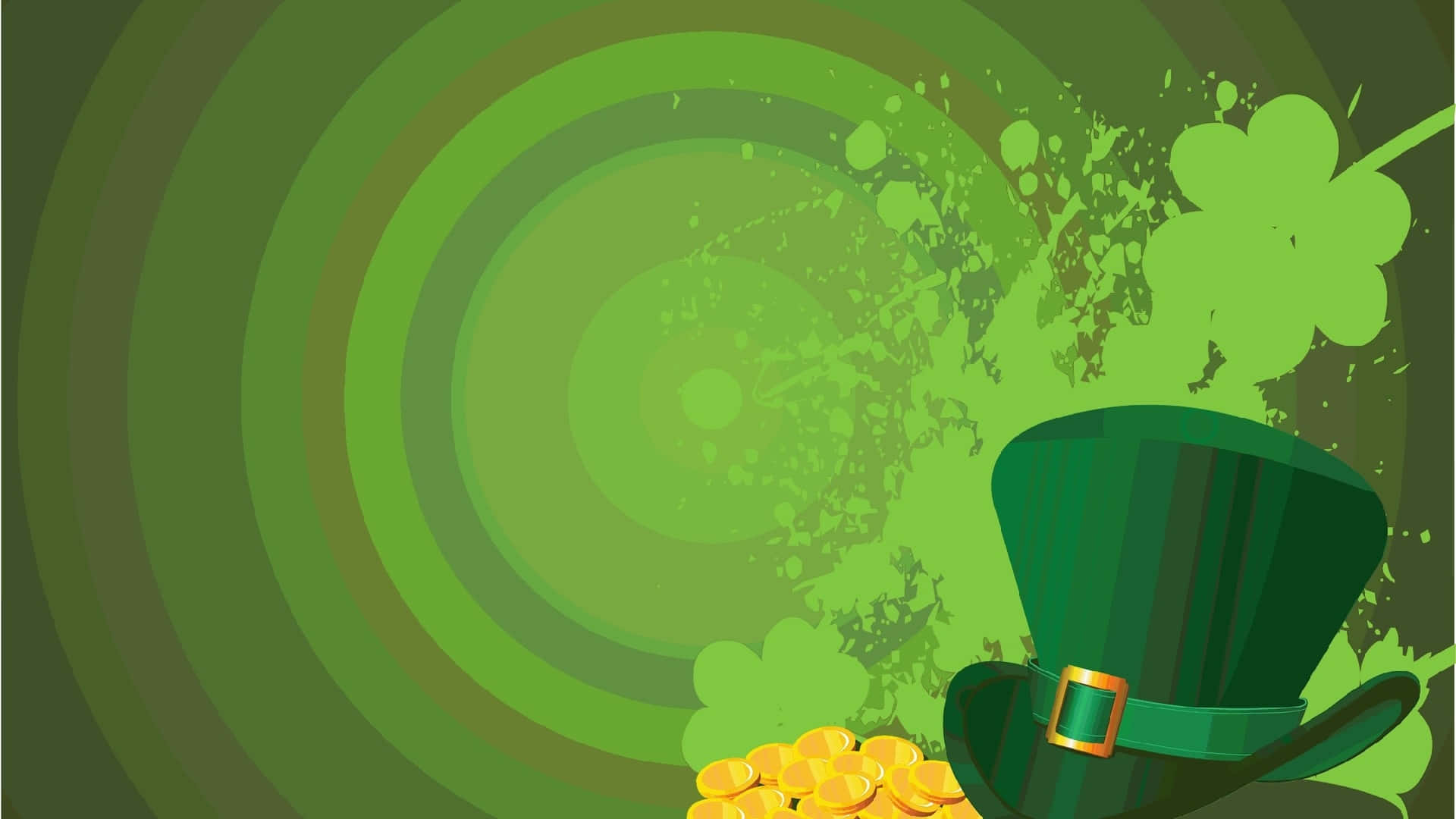 green leprechaun hat, gold buckle, pile of gold coins, Full HD Desktop Wallpaper