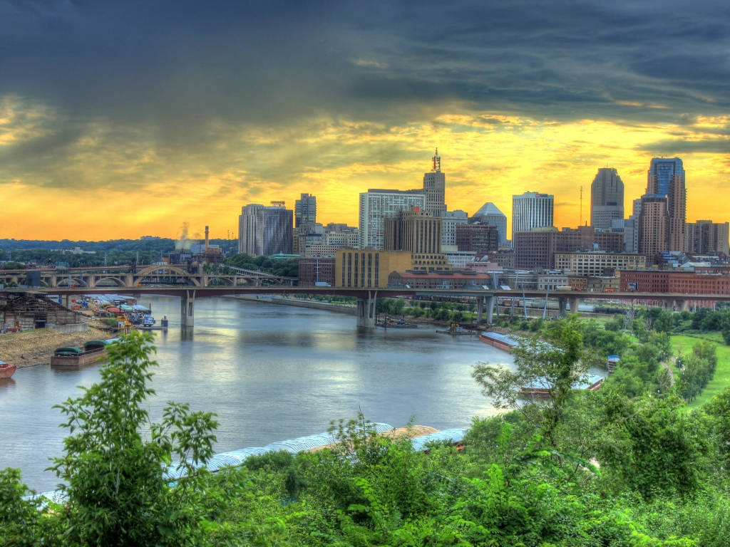 St Paul, skyline, sunset, SD Desktop Wallpaper