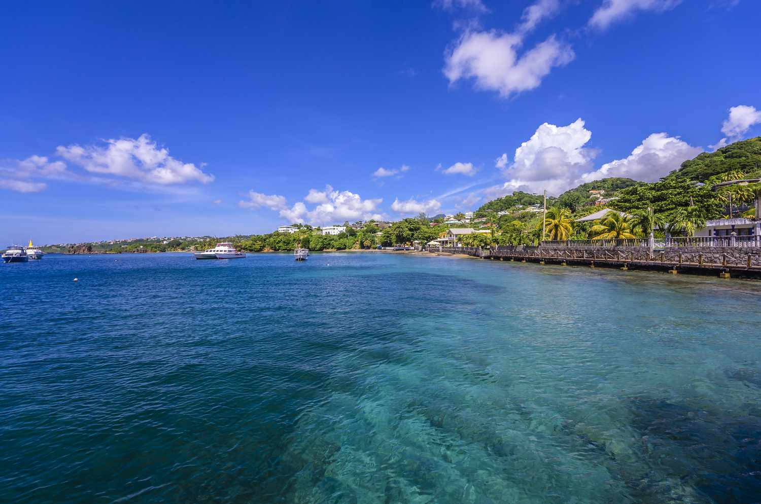 St Vincent And The Grenadines, turquoise waters, wooden pier, HD Desktop Wallpaper