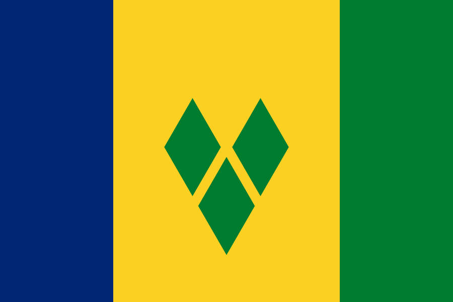 St Vincent and the Grenadines flag, blue yellow green, three green diamonds, SD Desktop Wallpaper