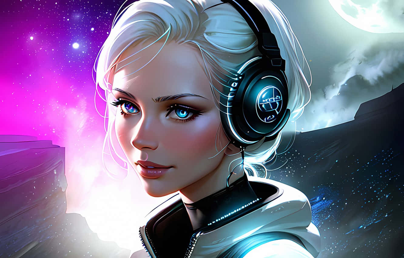 Stable Girl, white hair, glowing blue eyes, HD Desktop Wallpaper