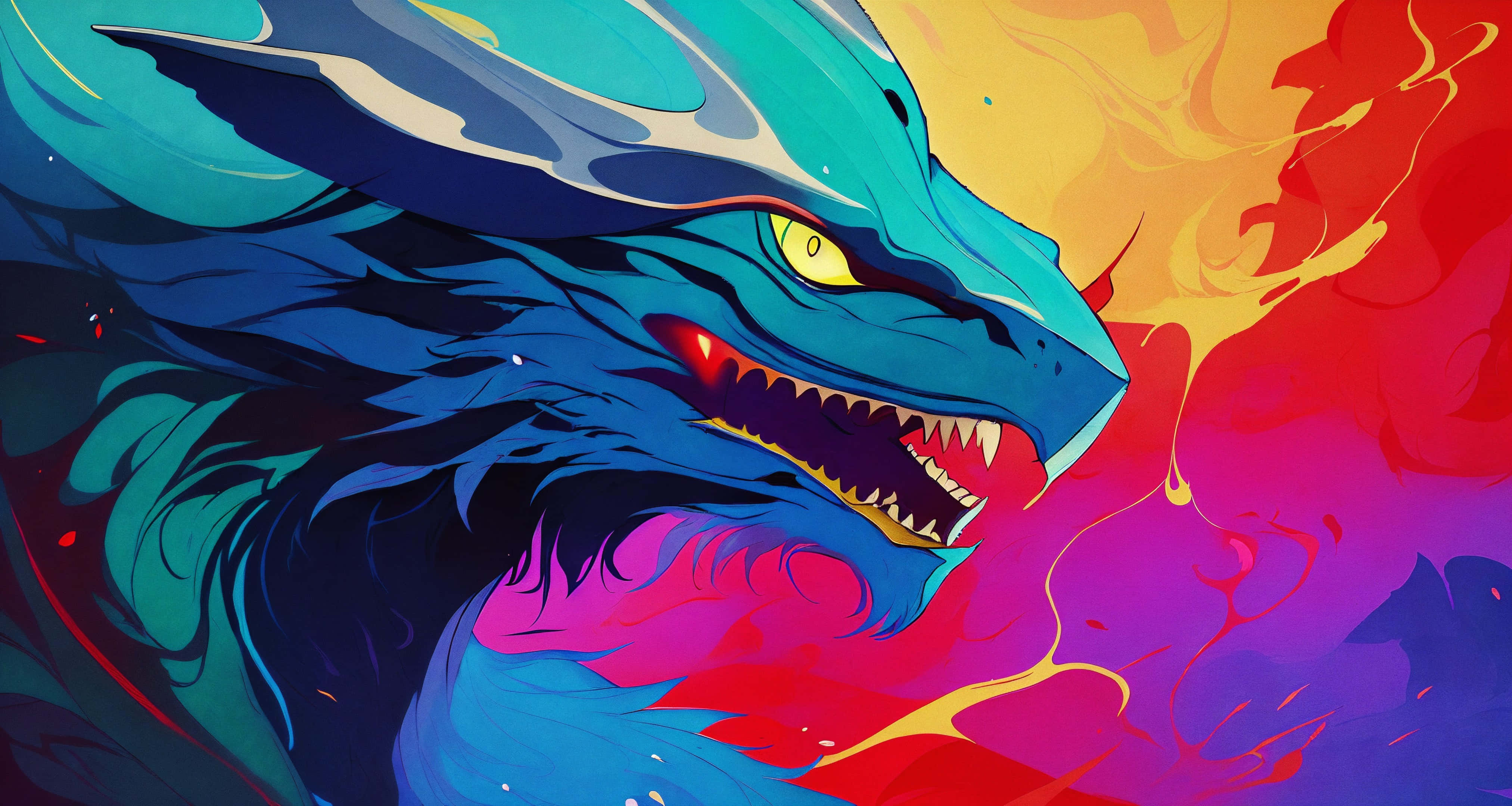 Stable, colorful dragon, blue dragon, 4K Desktop Wallpaper