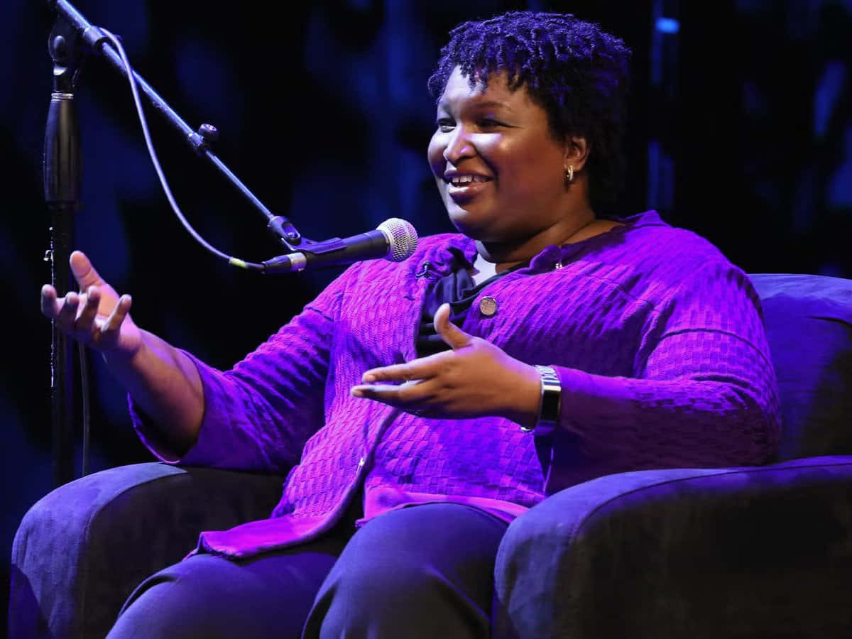 Stacey Abrams, purple lights, stage, SD Desktop Wallpaper