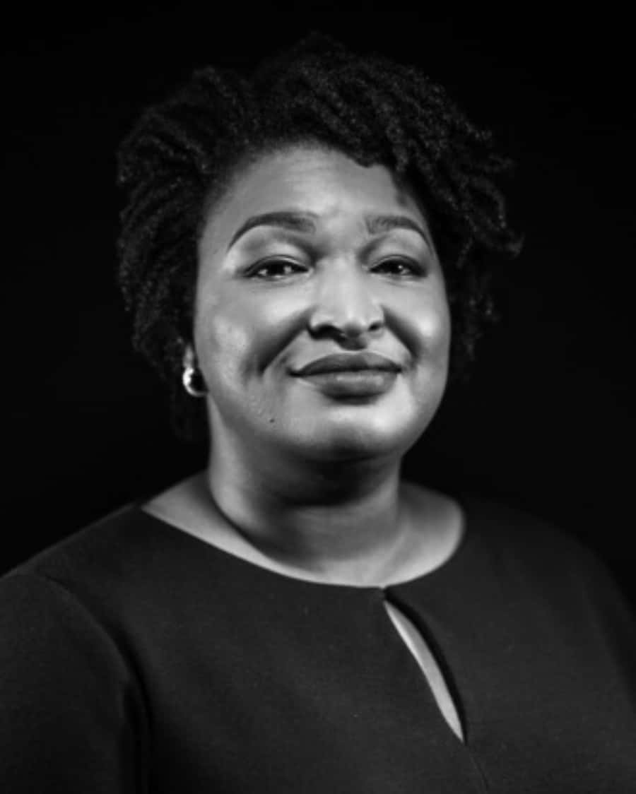 Stacey Abrams, black and white portrait, curly hair, SD Phone Wallpaper