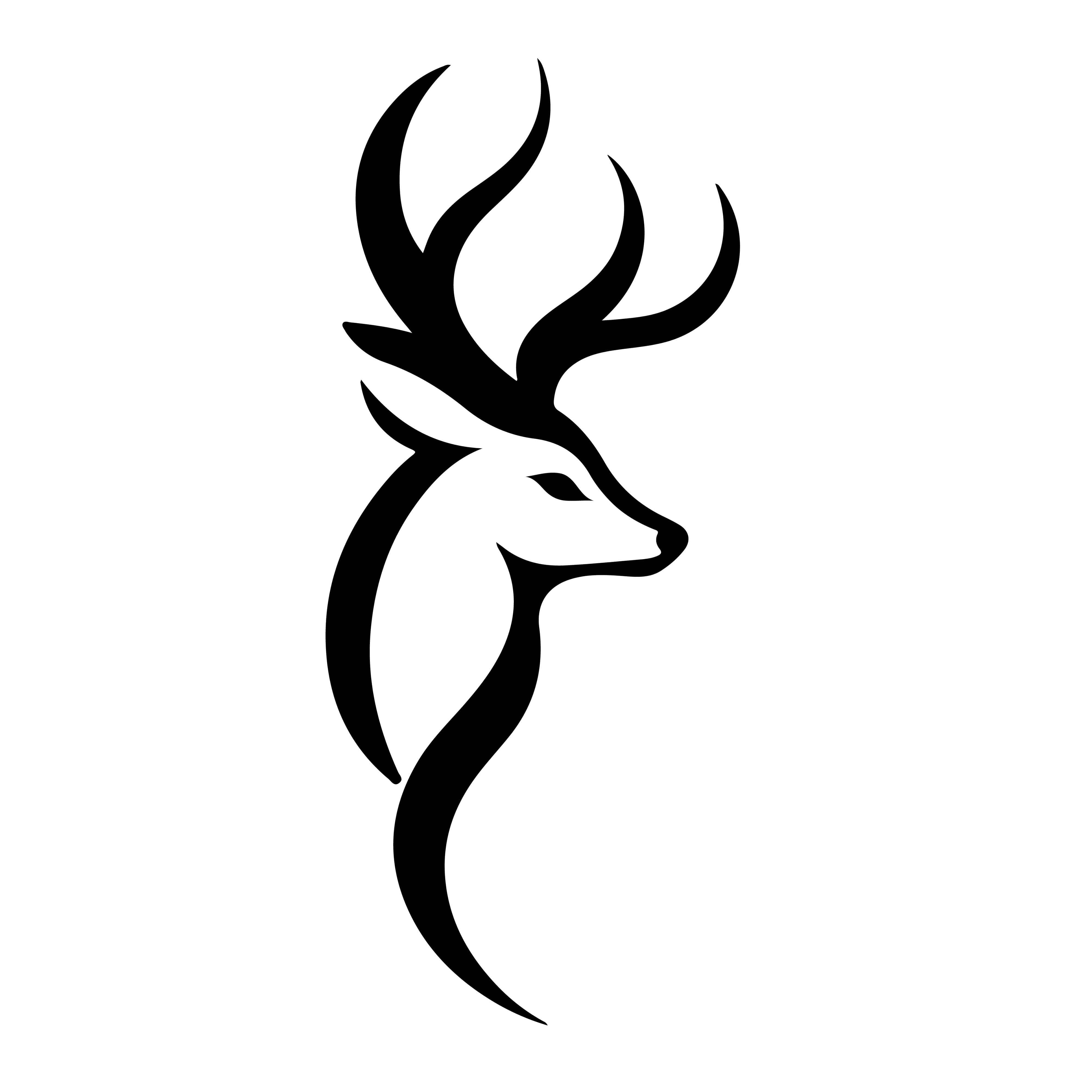 deer head, elegant antlers, minimalist black and white design, 4K Desktop Wallpaper