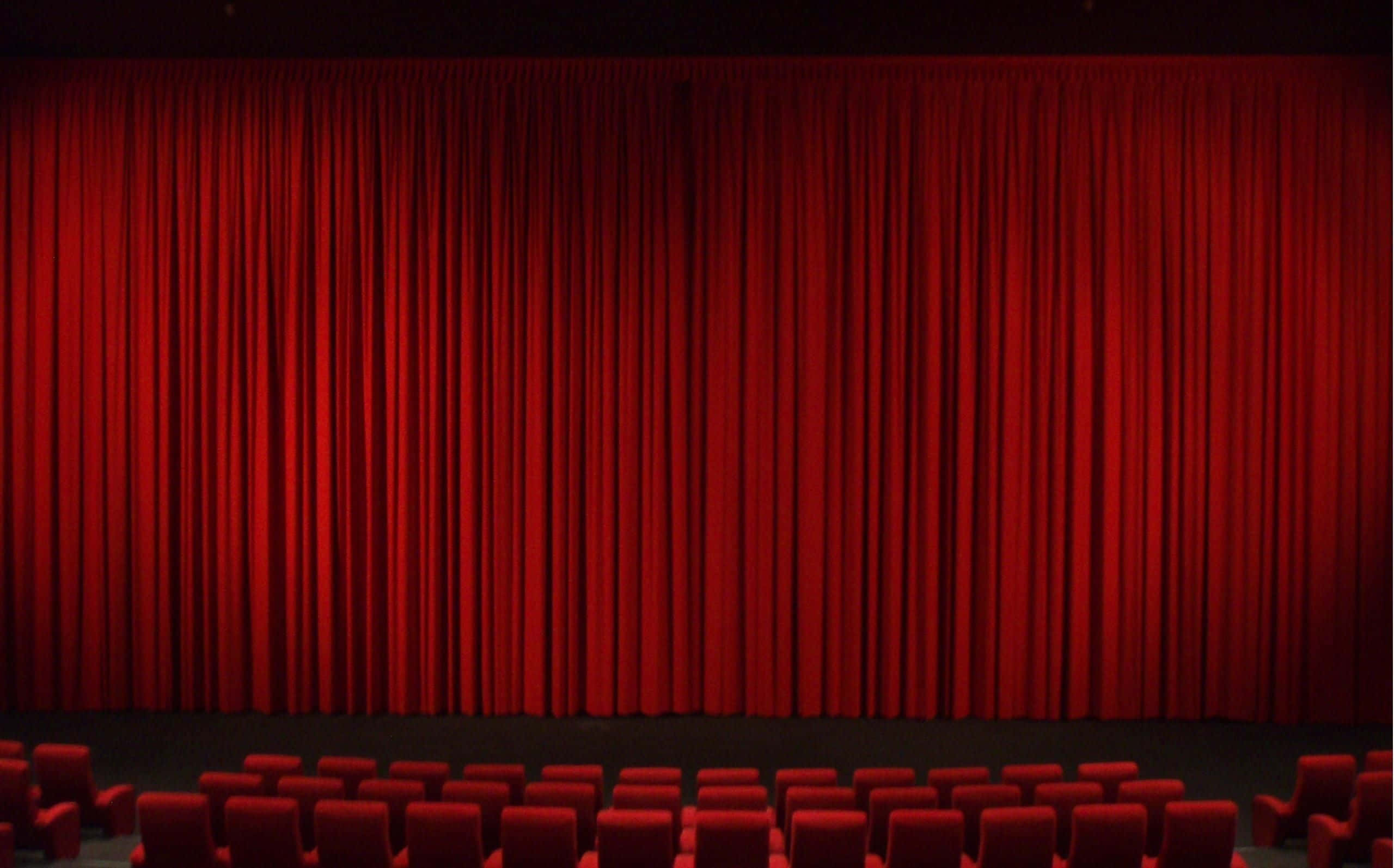 theater, long red curtains, red velvet curtain, 2K Desktop Wallpaper