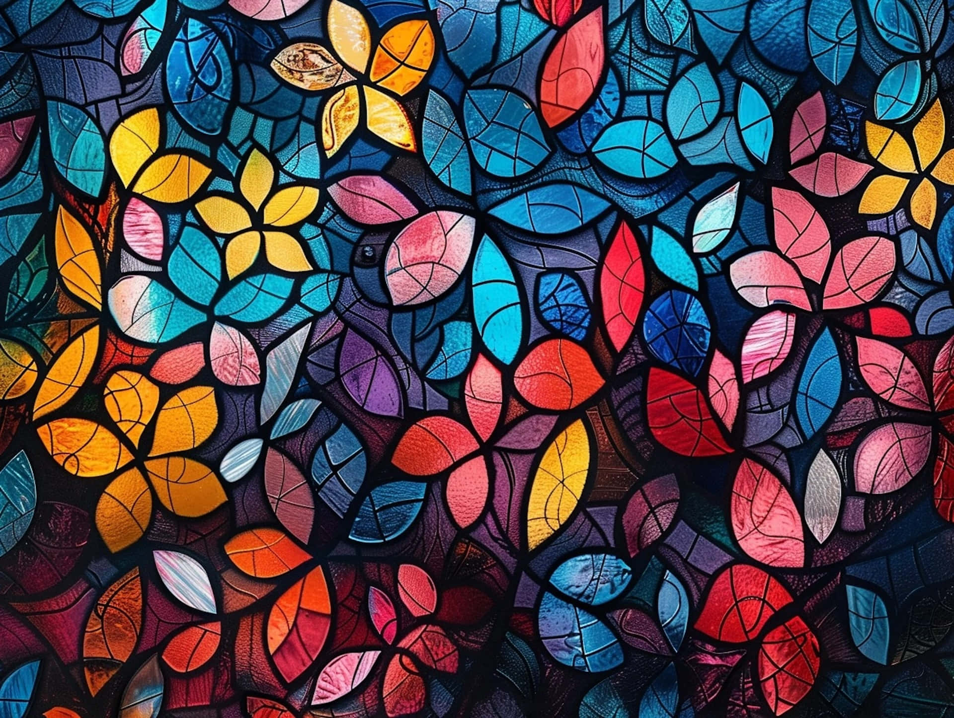 stained glass, blue, red, Full HD Desktop Wallpaper
