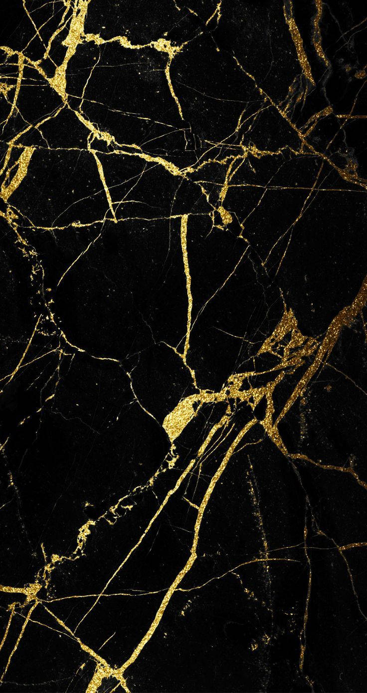 shattered black and gold glass, black marble, golden veins, HD Phone Wallpaper