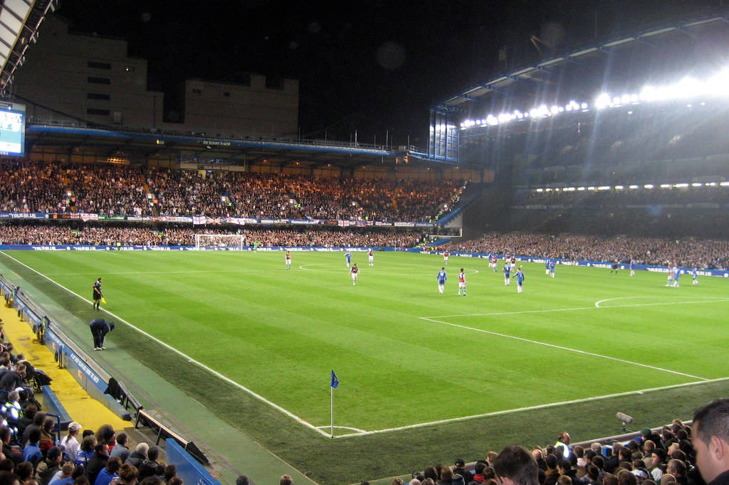 Stamford Bridge, evening match, nighttime soccer match, SD Desktop Wallpaper