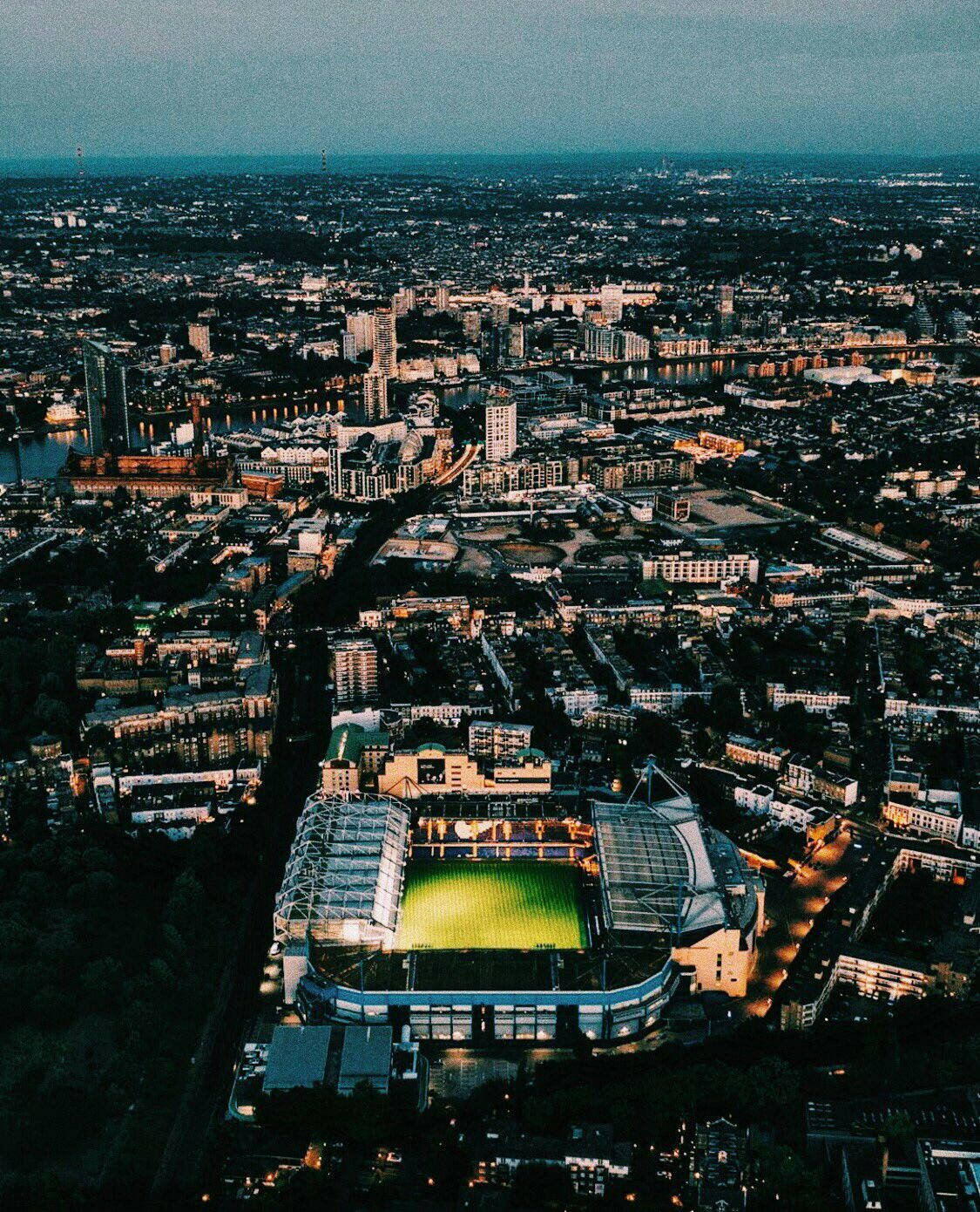 Stamford Bridge, glowing green, football stadium, HD Phone Wallpaper