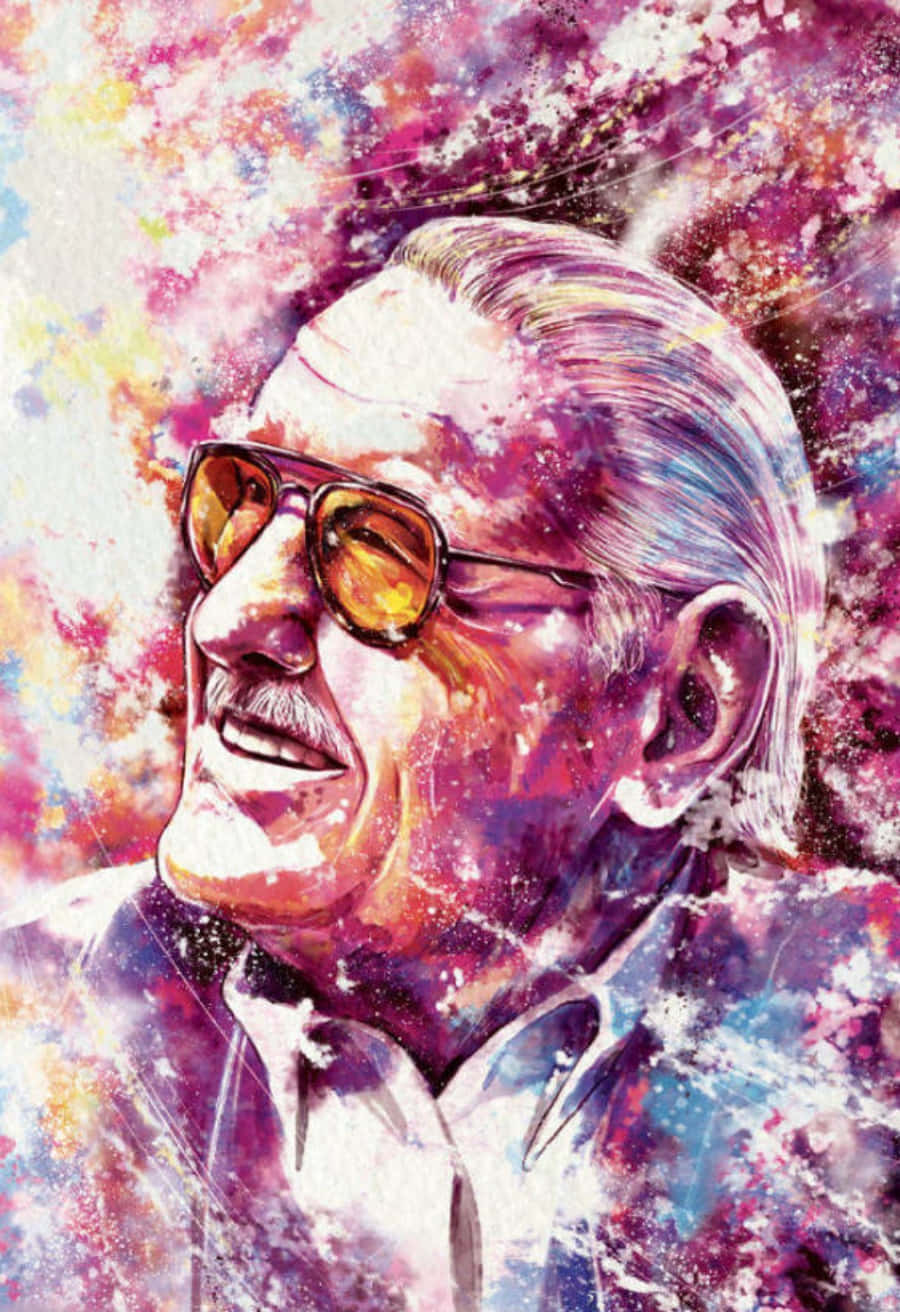 Stan Lee Tribute, watercolor portrait, smiling man with sunglasses, HD Phone Wallpaper