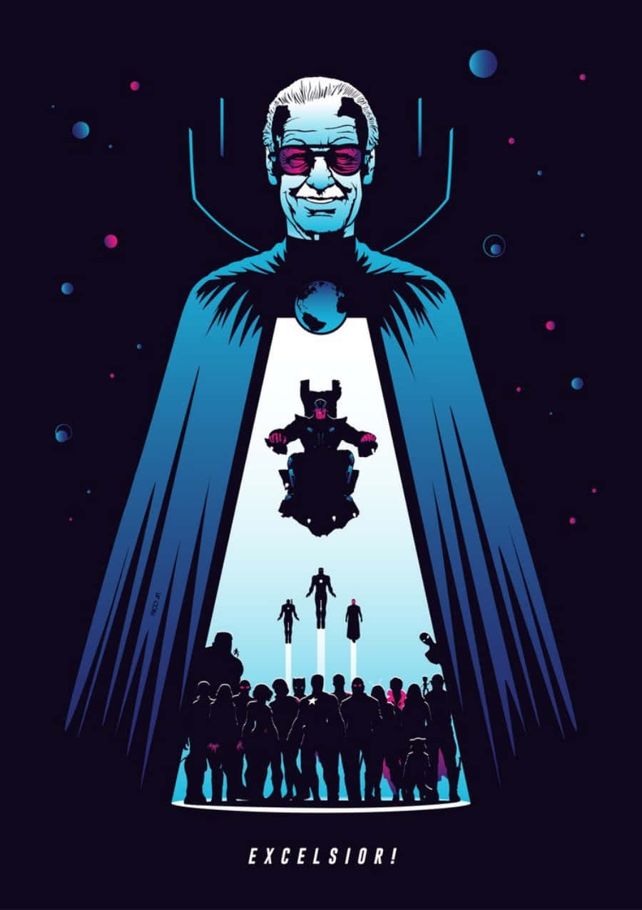 Stan Lee Tribute, cosmic figure, blue cape, SD Phone Wallpaper