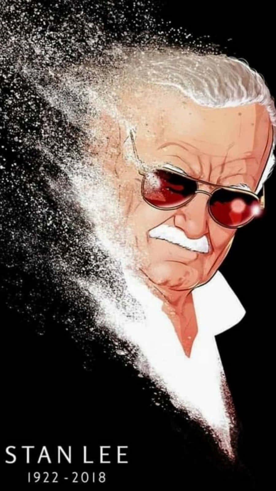 Stan Lee, red sunglasses, white particles, HD Phone Wallpaper