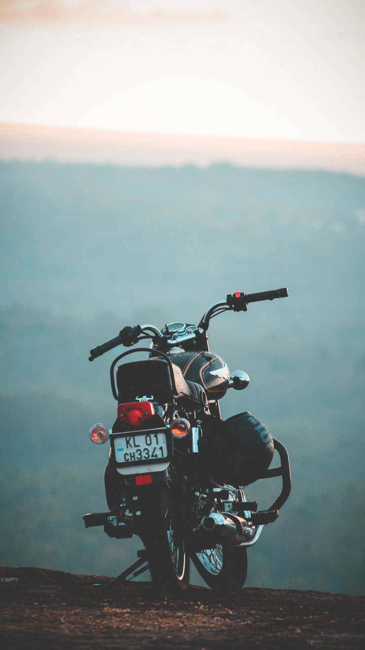 Standard Motorbike Phone, black motorcycle, hilltop, HD Phone Wallpaper