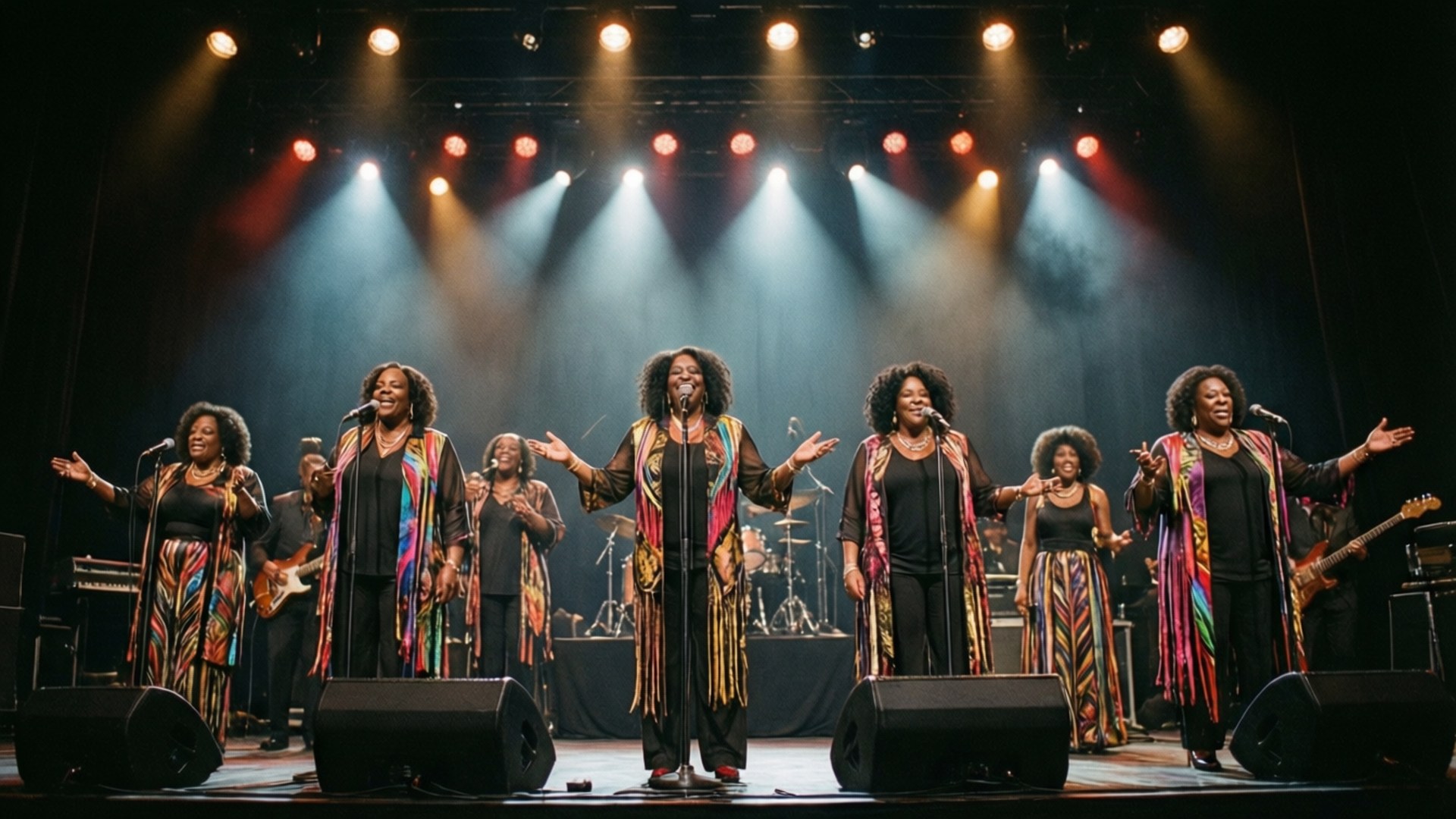 Staple Singers, spotlights, live concert, Full HD Desktop Wallpaper