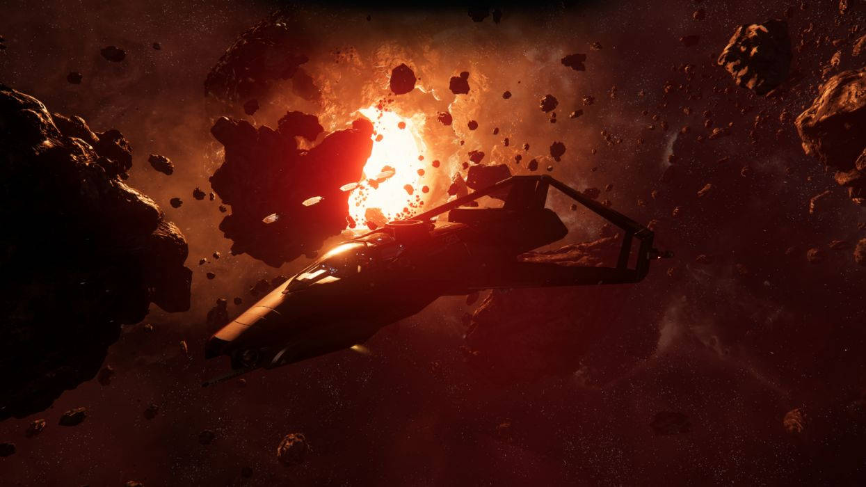 Star Citizen, spaceship, asteroids, SD Desktop Wallpaper