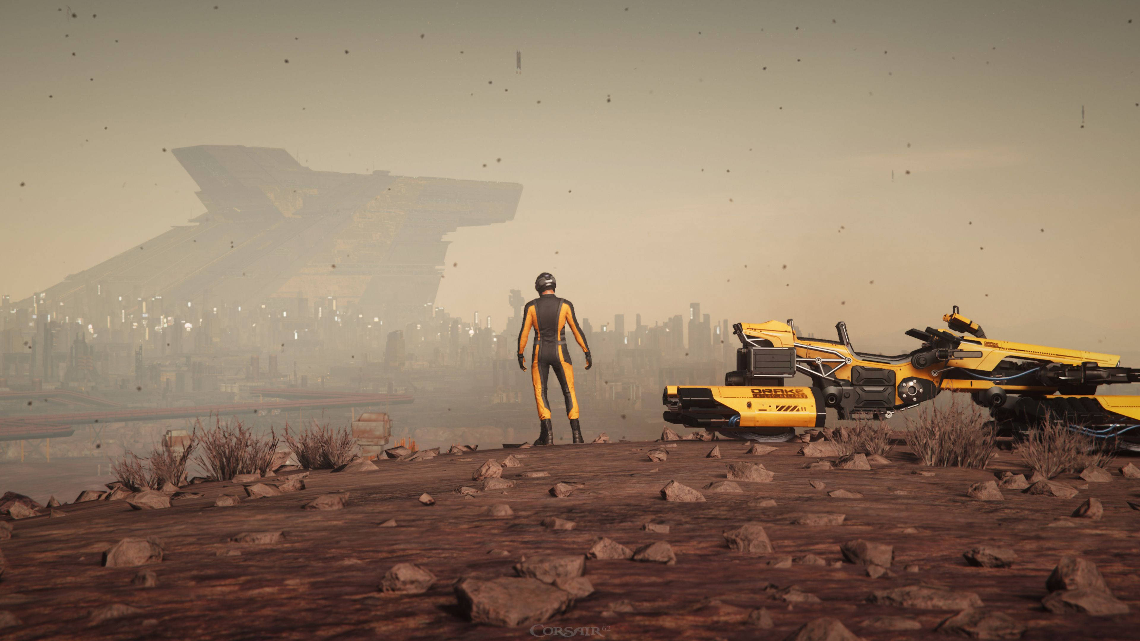 Star Citizen, orange suit, yellow rover, 4K Desktop Wallpaper