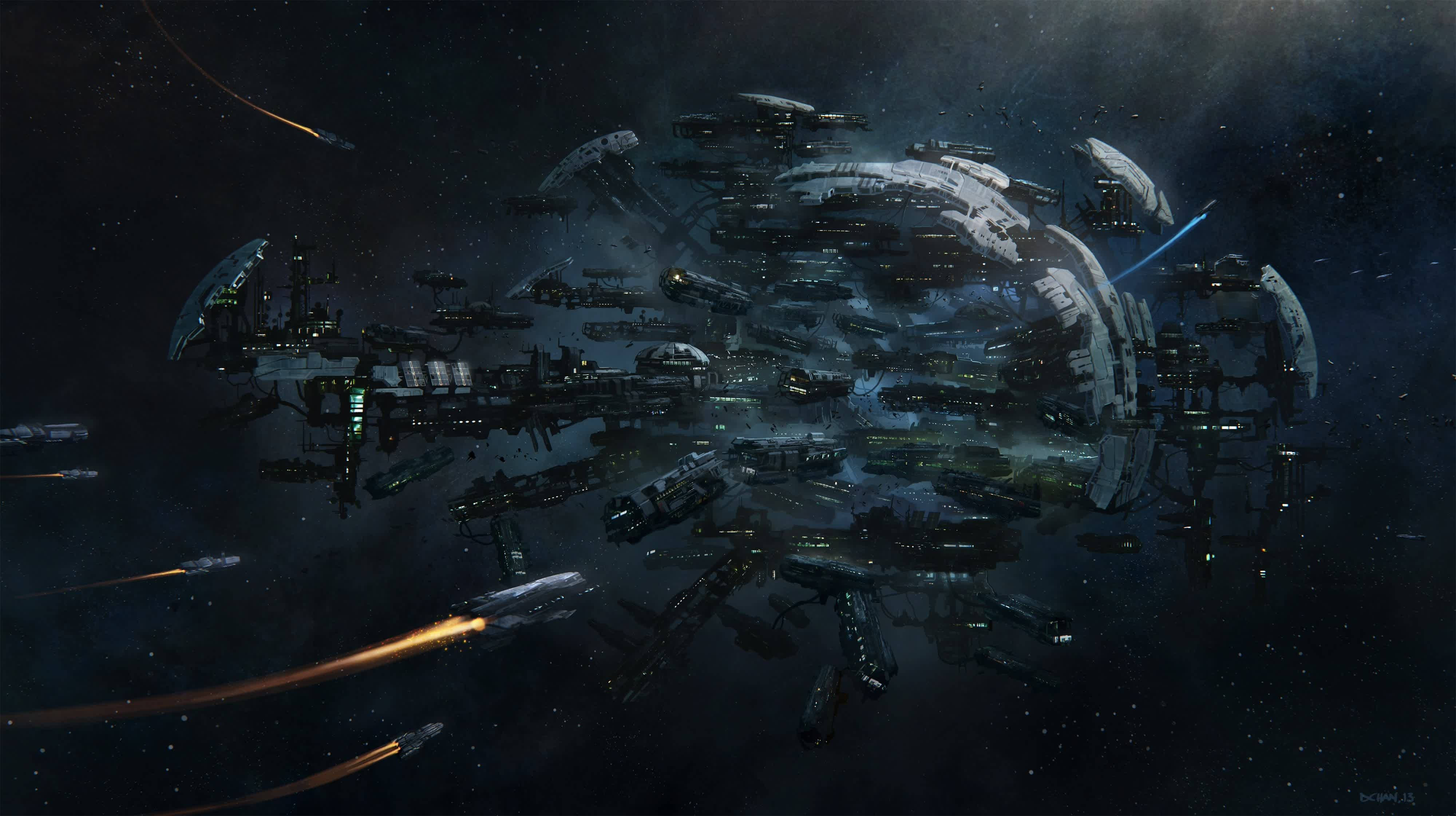 Star Citizen, space dock, futuristic spaceships, 4K Desktop Wallpaper