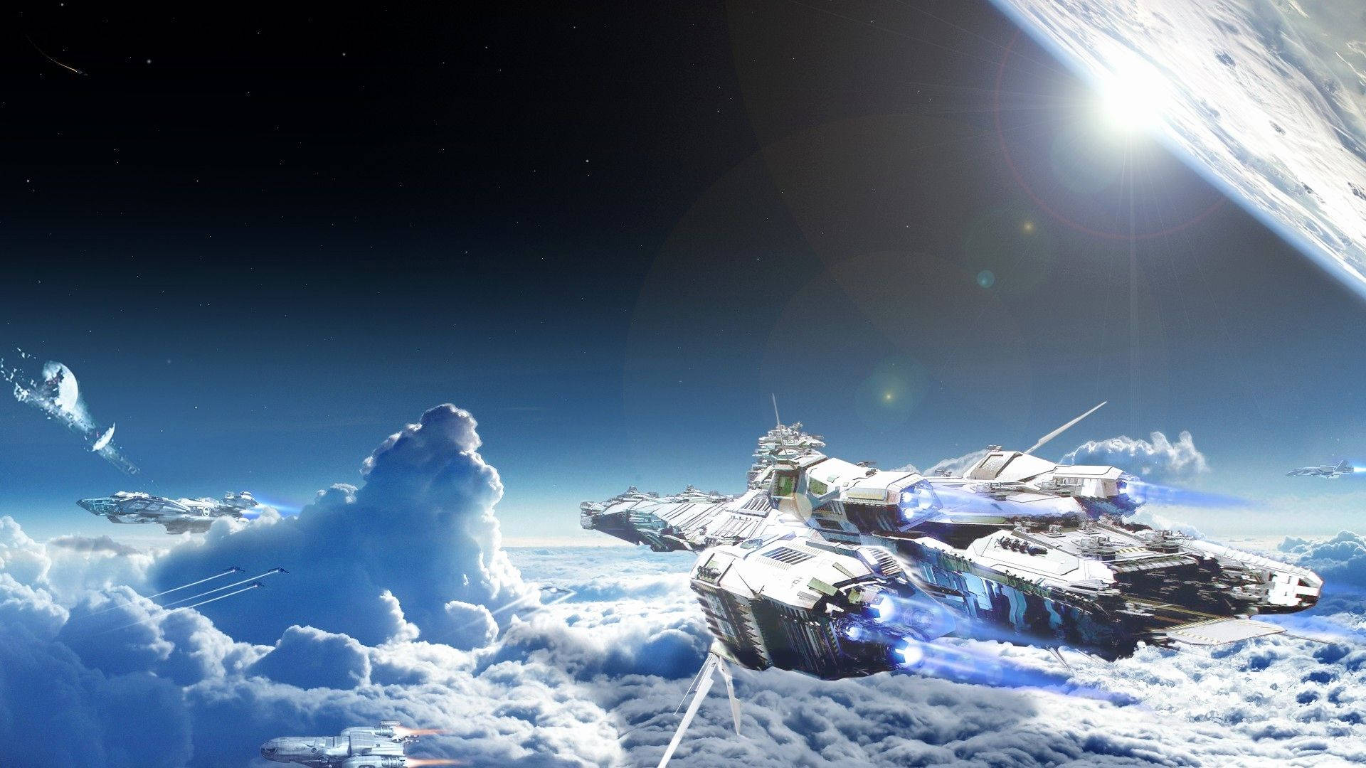 Star Citizen, spaceships, warships, Full HD Desktop Wallpaper