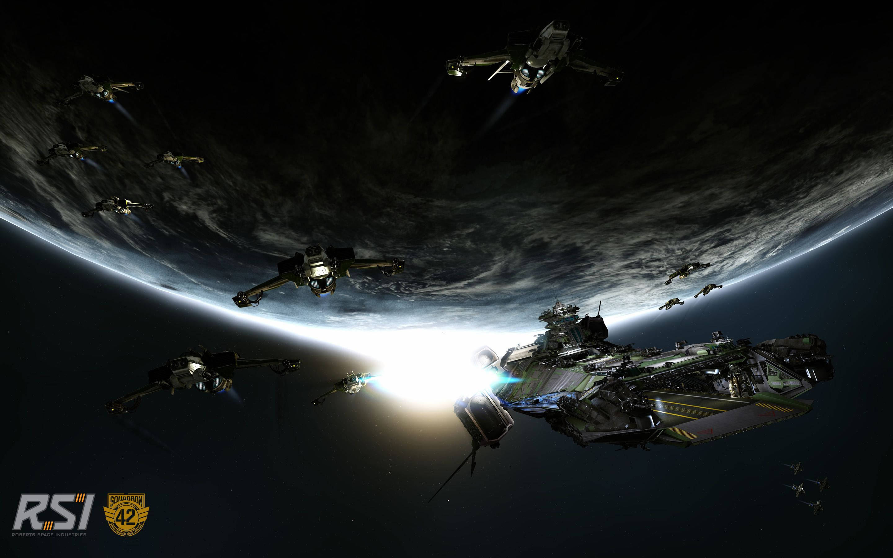 Star Citizen, futuristic warships, fighters, 2K Desktop Wallpaper